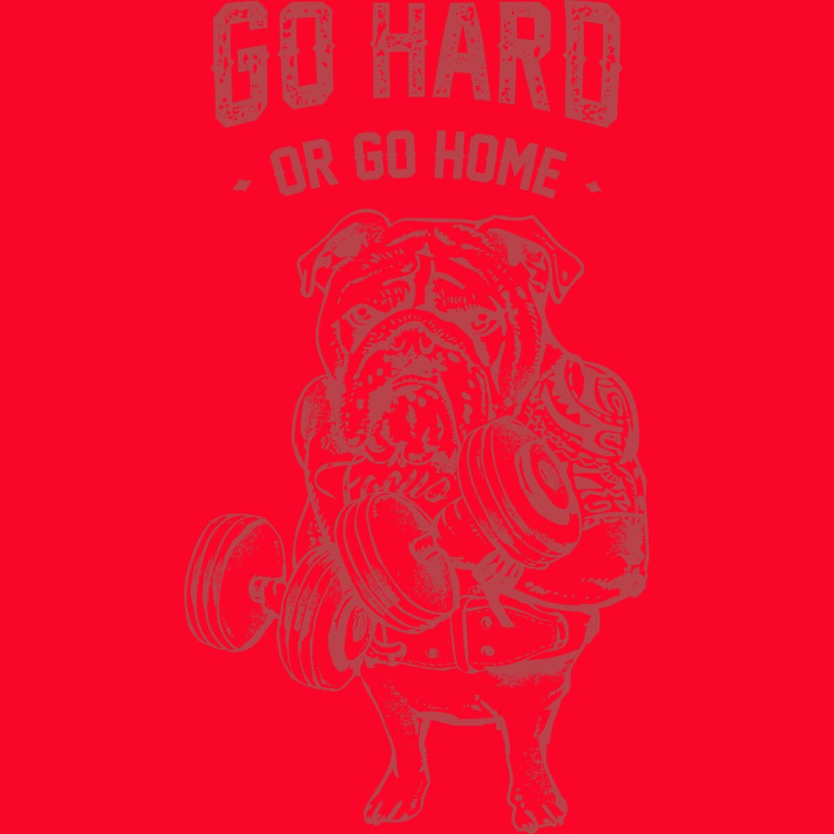 Design By Humans Women's Go Hard or Go Home English Bulldog Graphic Racerback Tank Top - Soft Athletic Workout Shirt for Gym, Running & Casual Wear