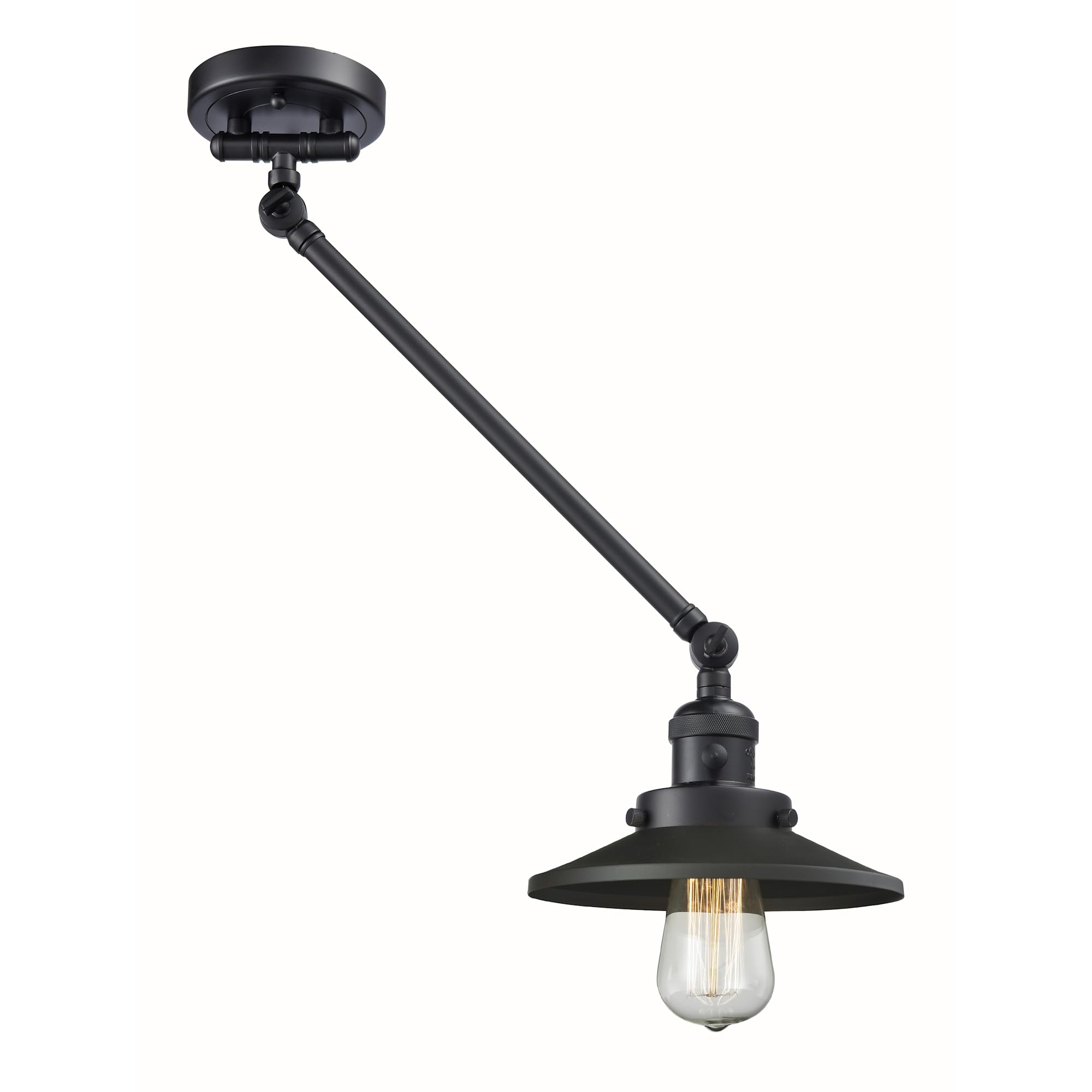 Innovations 237-BAB-M6-BK 1-Light Swing Arm Wall Lamp - Black Antique Brass Finish - Adjustable Reading Light for Bedroom, Living Room & Office