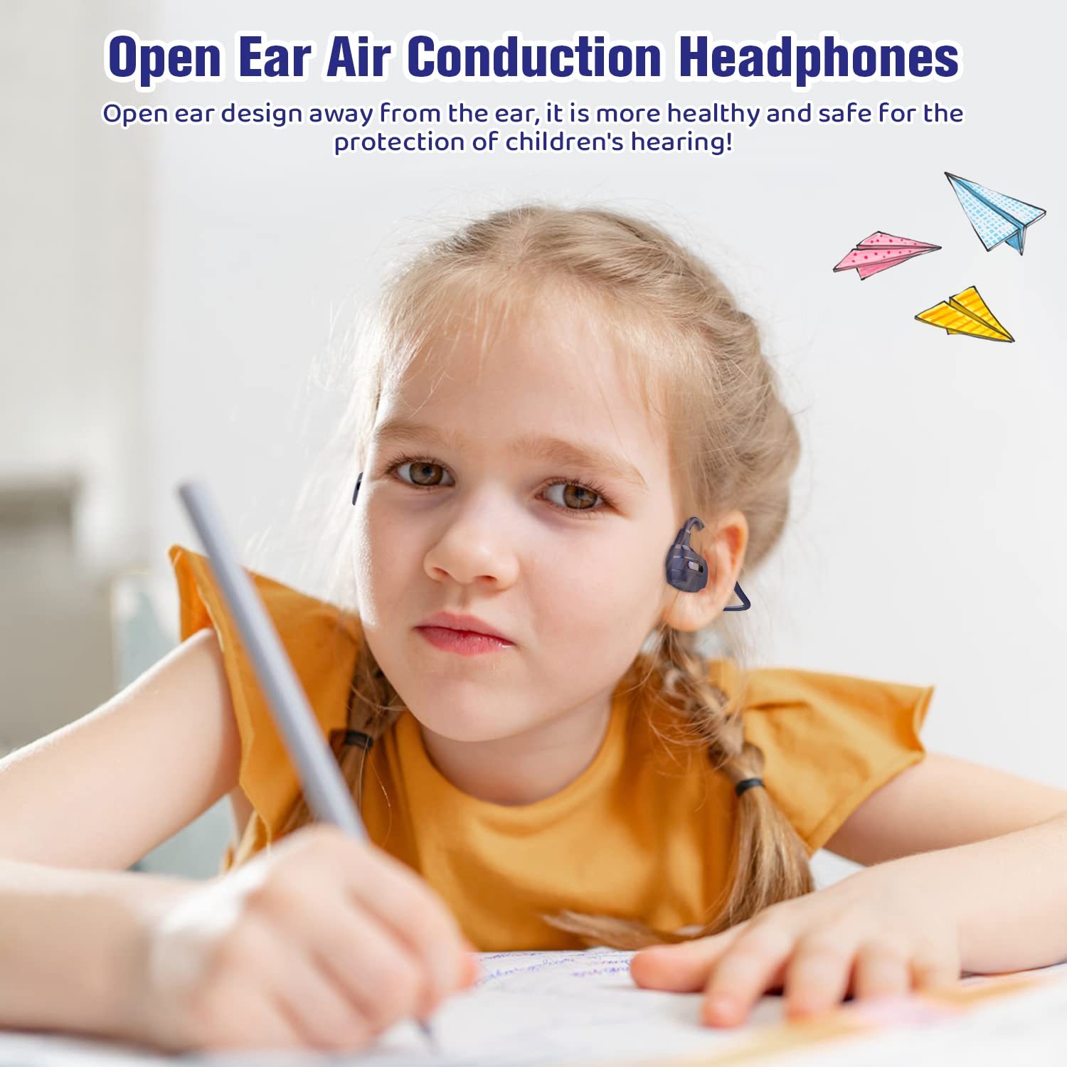 BANIGIPA Kids Open Ear Headphones - Wireless Bluetooth 5.3 Headset with Mic for Teens & Children, Ultra-Light 13g Design, 10H Playtime, Hearing Protection - Perfect for School, Online Learning, Tablet Use, Travel & Home Entertainment