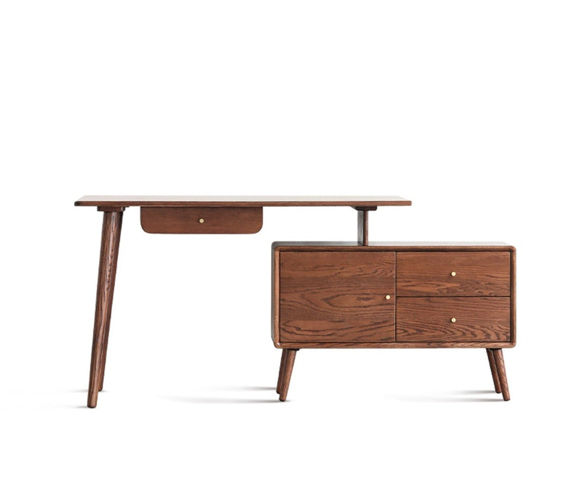 Solid Oak Wood Adjustable Height Office Desk - Extendable Workstation for Home & Business Use