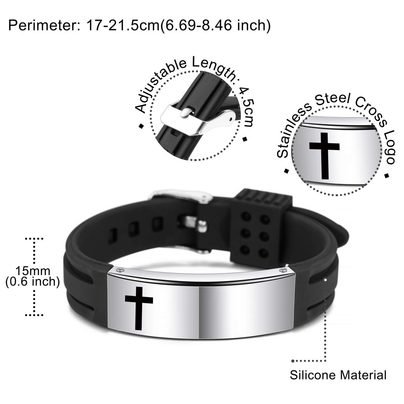Inspirational Christian Cross Bracelets for Men & Women - Adjustable Silicone ID Wristband with Bible Verse - Faith-Based Religious Gifts (2 Colors) - Perfect for Daily Wear, Church, Prayer & Spiritual Encouragement
