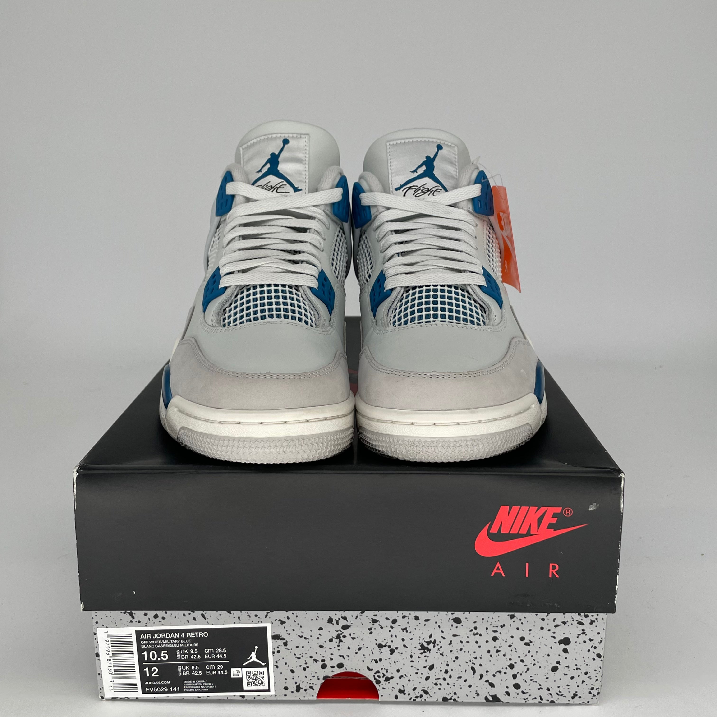 Original Air Jordan 4 Retro 'Military Blue' Men's Basketball Shoes Size 10.5/12W (FV5029-141) - Perfect for Streetwear & Sneaker Collectors
