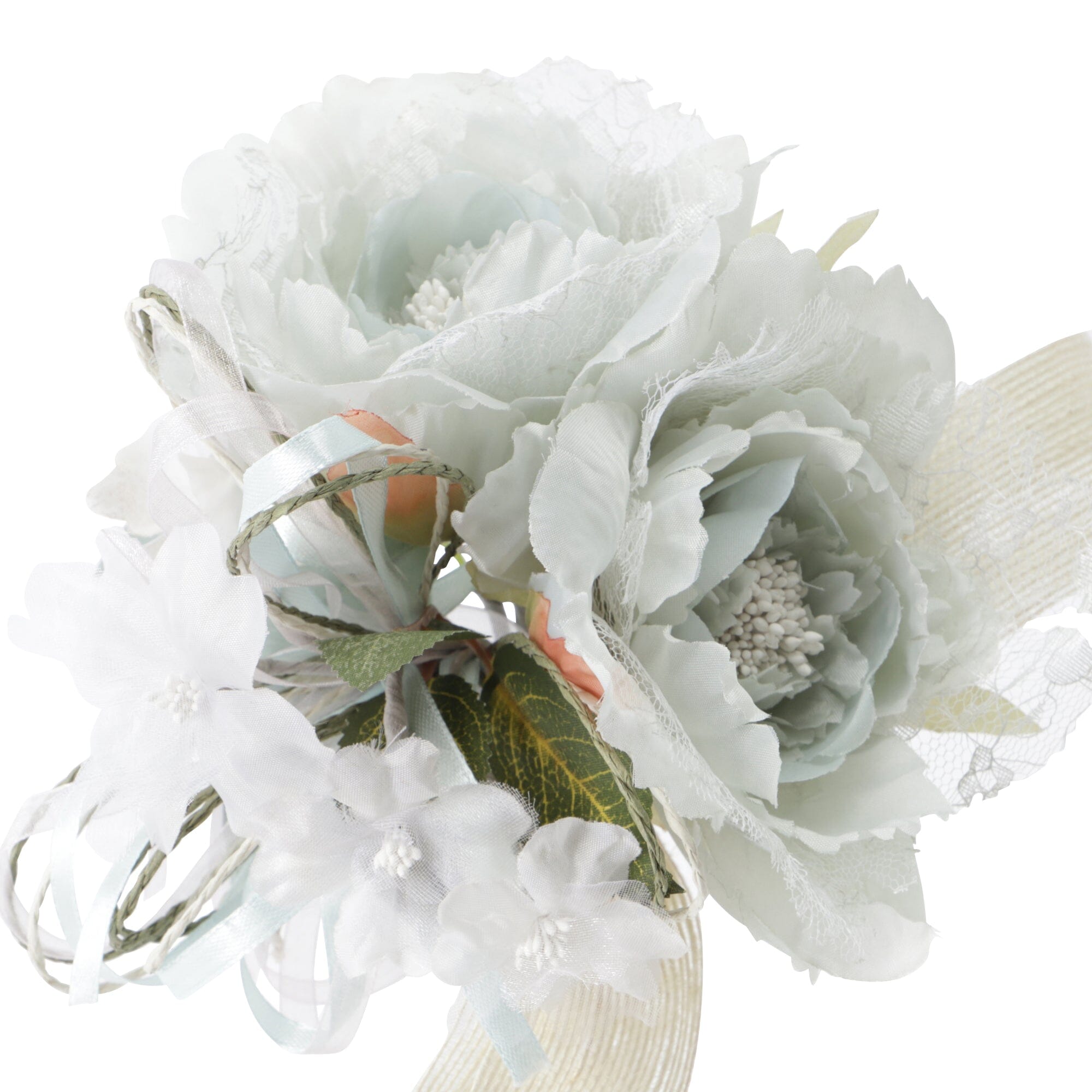 Elegant Mint Green Lace Peony Bouquet - Perfect for Weddings, Home Decor, and Special Occasions