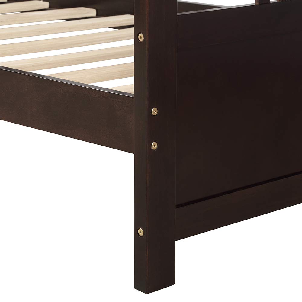 Twin Size Daybed with Simple Wood Frame - Espresso Finish for Bedroom, Living Room, or Guest Room Furniture | Perfect for Small Spaces, Sleepovers & Multi-Purpose Use