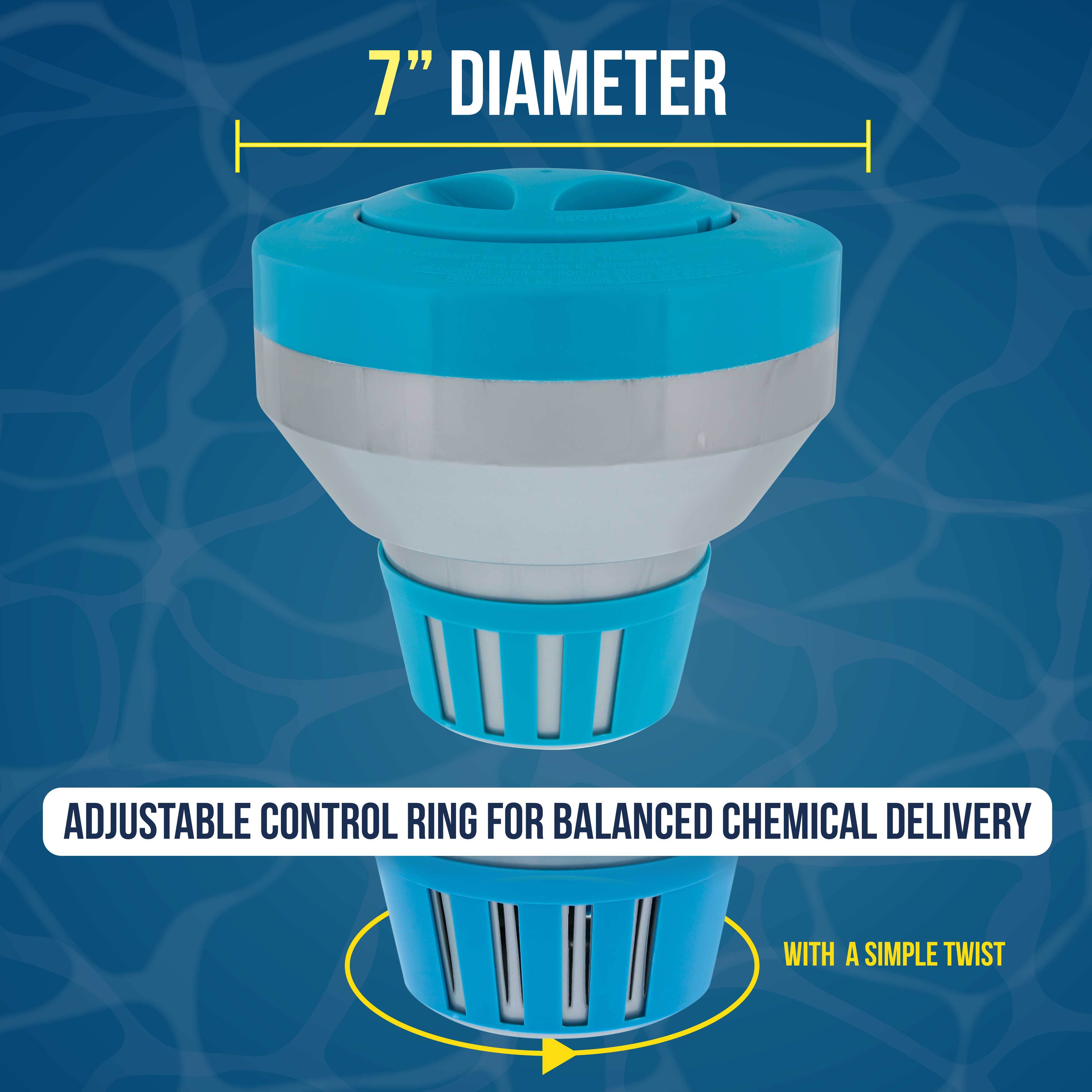 Premium Pool Chlorine Floater Dispenser - Holds 3 Large Tablets (7