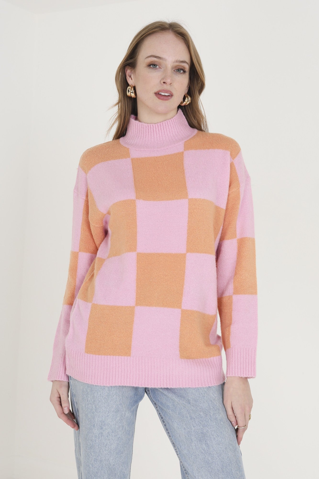 Premium Jersey Knitwear for Women - Soft & Comfortable Pink/Orange Pullover | BZZ015 | Perfect for Casual Wear, Layering & Loungewear