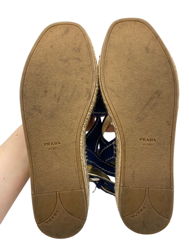 Prada Crisscross Suede Espadrille Sandals - Women's Size 38 (US 8) | Luxury Designer Summer Shoes for Beach, Vacation & Casual Outfits