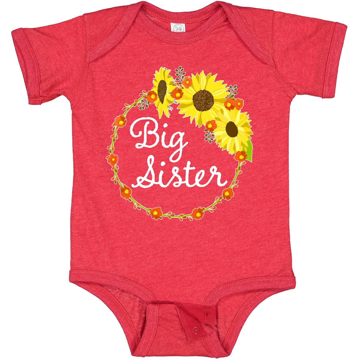 Inktastic Big Sister Sunflower Wreath Baby Bodysuit - Cute Sibling Outfit for Newborns & Toddlers - Perfect for Family Photos, Birth Announcements & Special Occasions