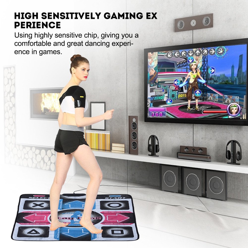 ASHATA Dance Mat - Non-Slip Fitness Dance Pad with 10 Games & 99 Levels, Built-in Music Tracks CD, Ultra-Responsive No Delay Design, USB PC-Compatible, Perfect for Home Workouts, Kids' Parties & Family Game Nights