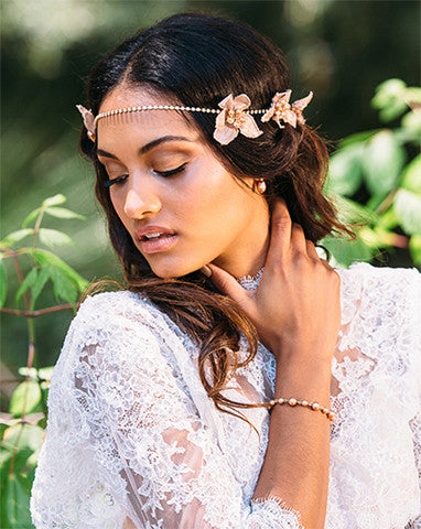 Elegant Rose Gold Boho Flower Crown Bridal Headpiece - Alessa by Kezani | Perfect for Weddings, Boho Chic Styling & Festival Accessories