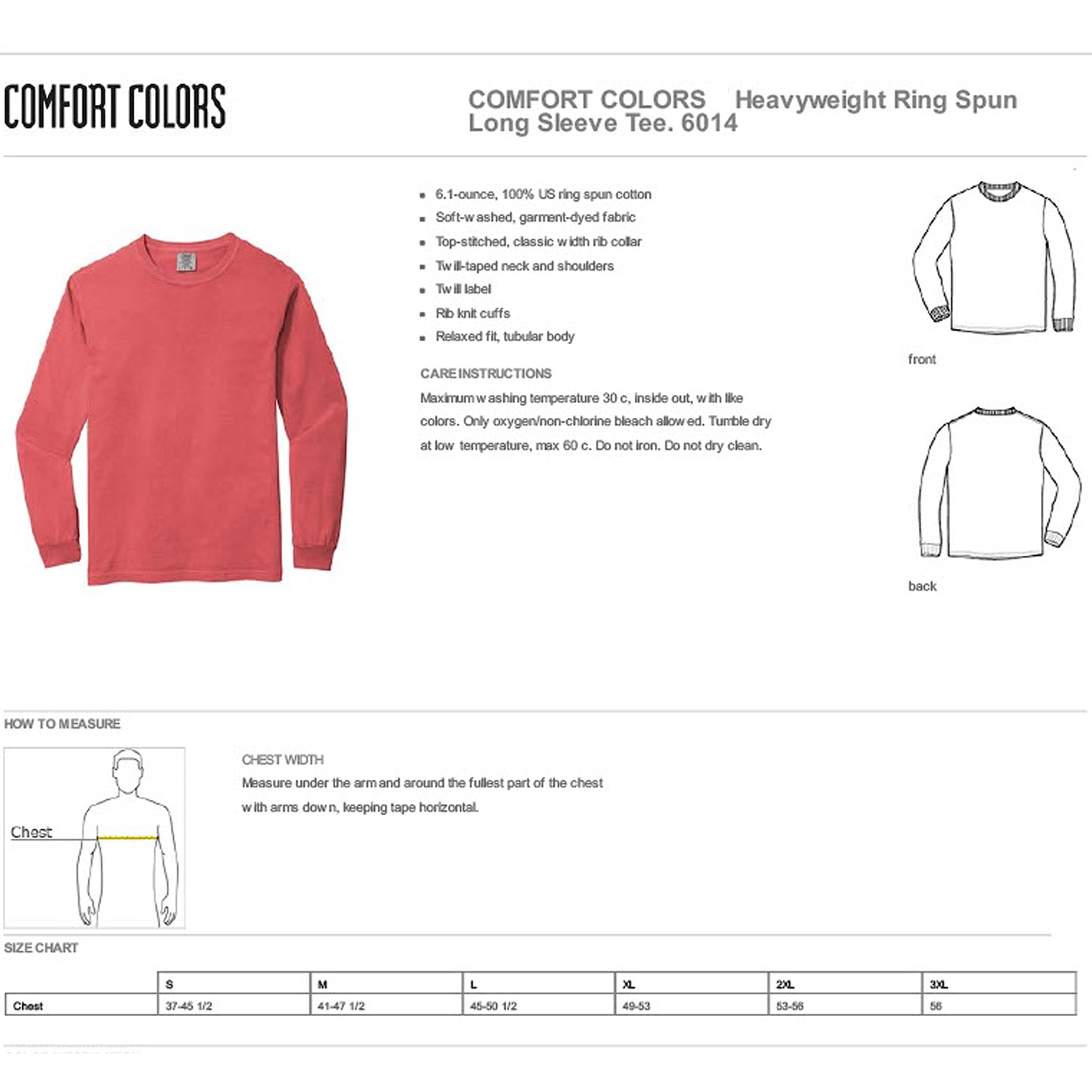 Comfort Colors Men's Long Sleeve T-Shirt | Soft Cotton Crewneck Tee | Style 6014 | Casual Wear & Layering Essential