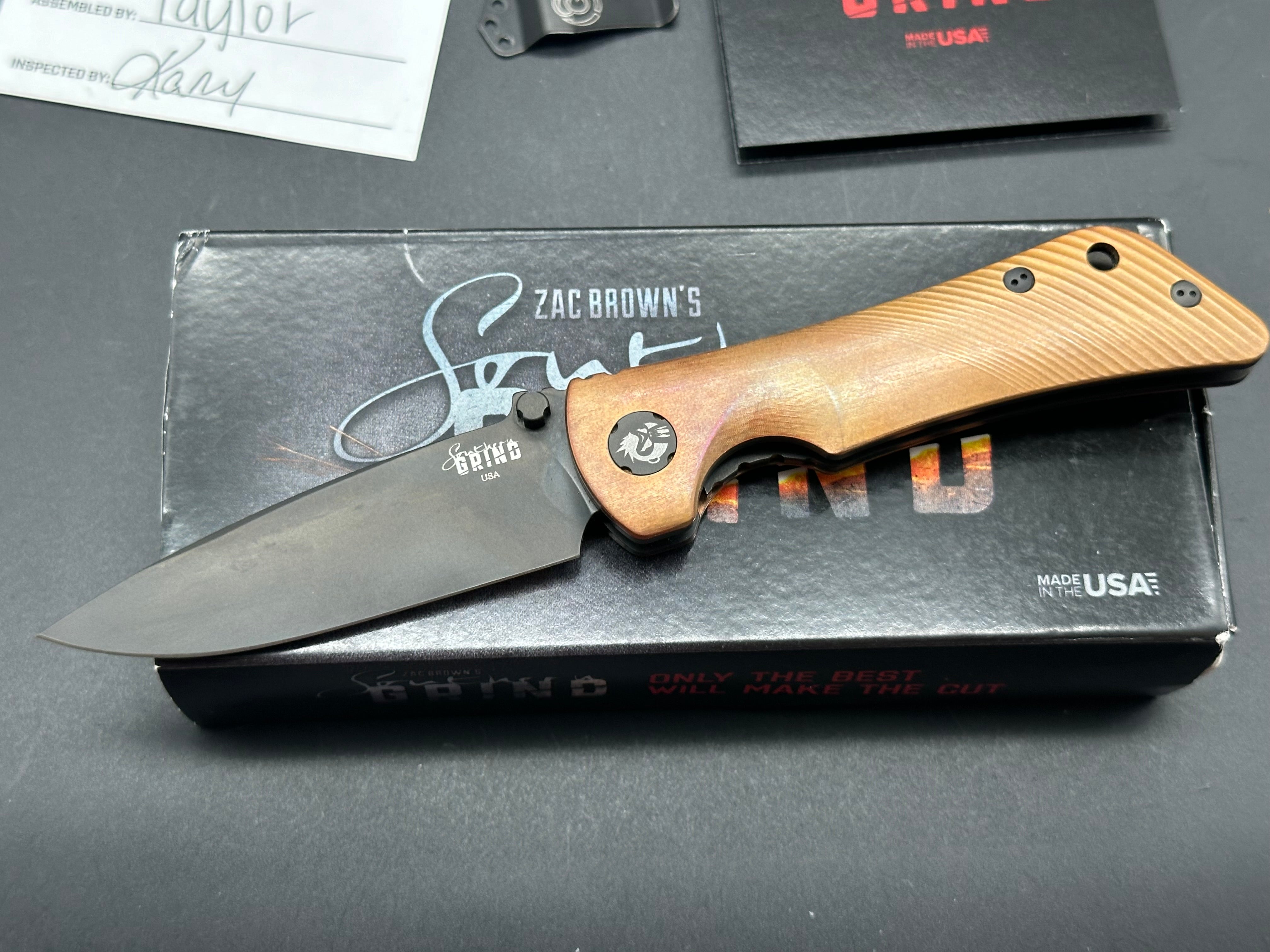 Southern Grind Spider Monkey Drop Point Knife - Black Blade & Copper Handle for Outdoor Camping, Hunting, and Survival Gear