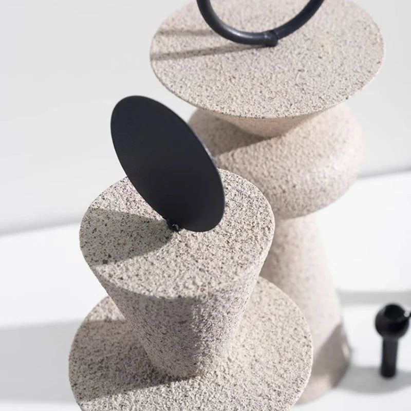 Abstract Geometric Sandstone Statue - Modern Home Decor Art Piece for Living Room, Office & Garden