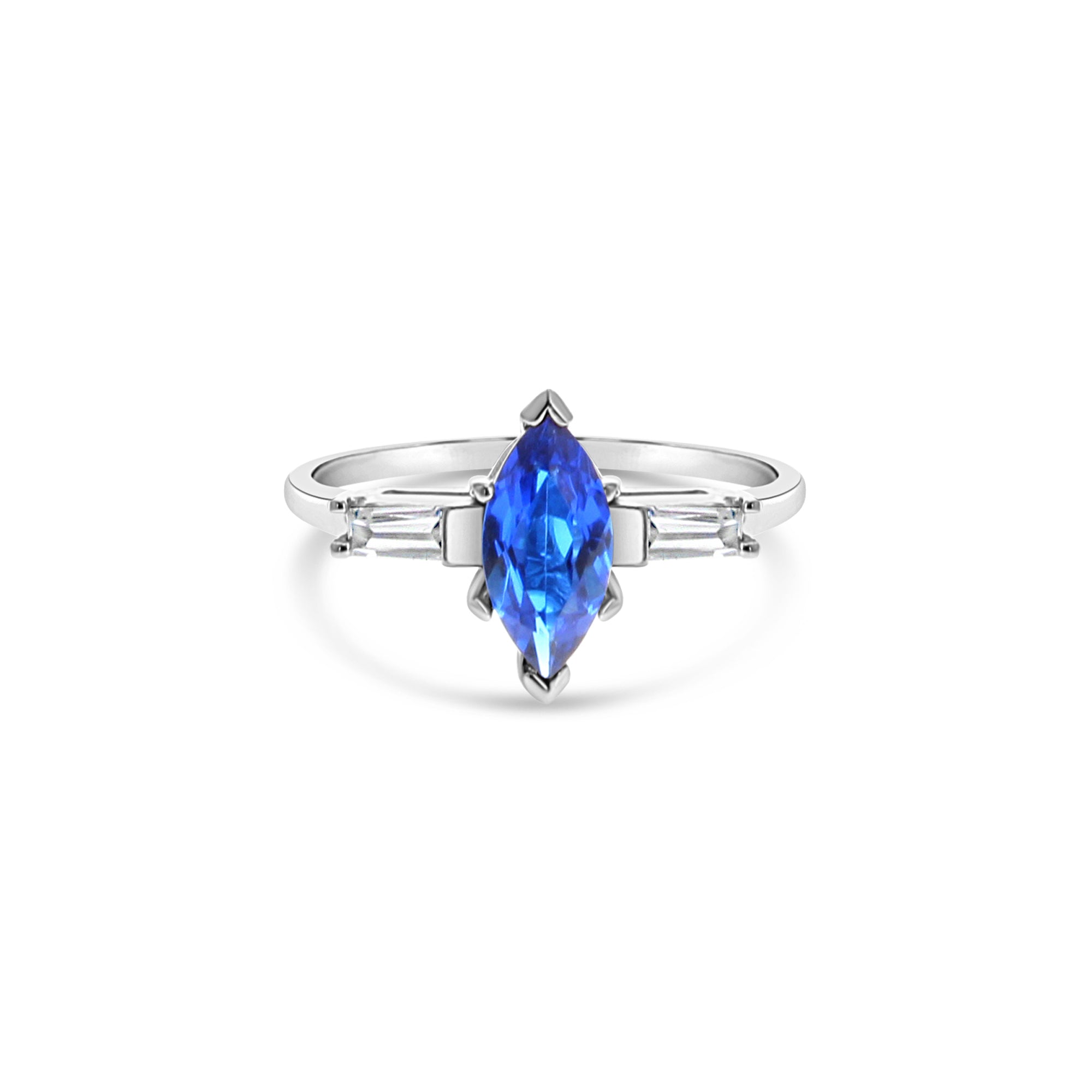Exquisite Marquise Cut Sapphire & Diamond Engagement Ring in 14K White Gold - Perfect for Proposals, Anniversaries & Romantic Occasions