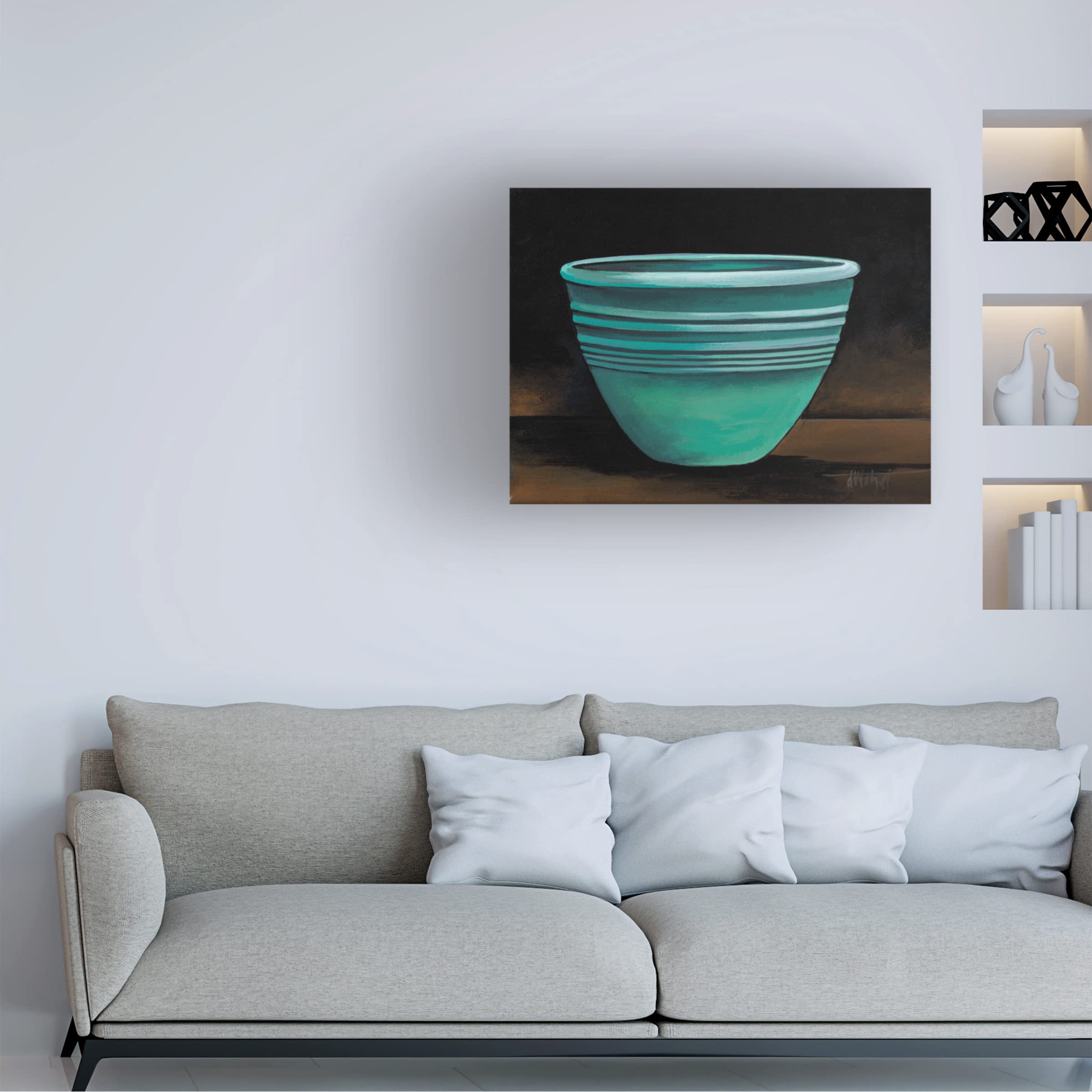 Trademark Fine Art 'Celadon Bowl' Canvas Wall Art by Debbi Wetzel - Hand-Painted Home Decor for Living Room, Bedroom & Office