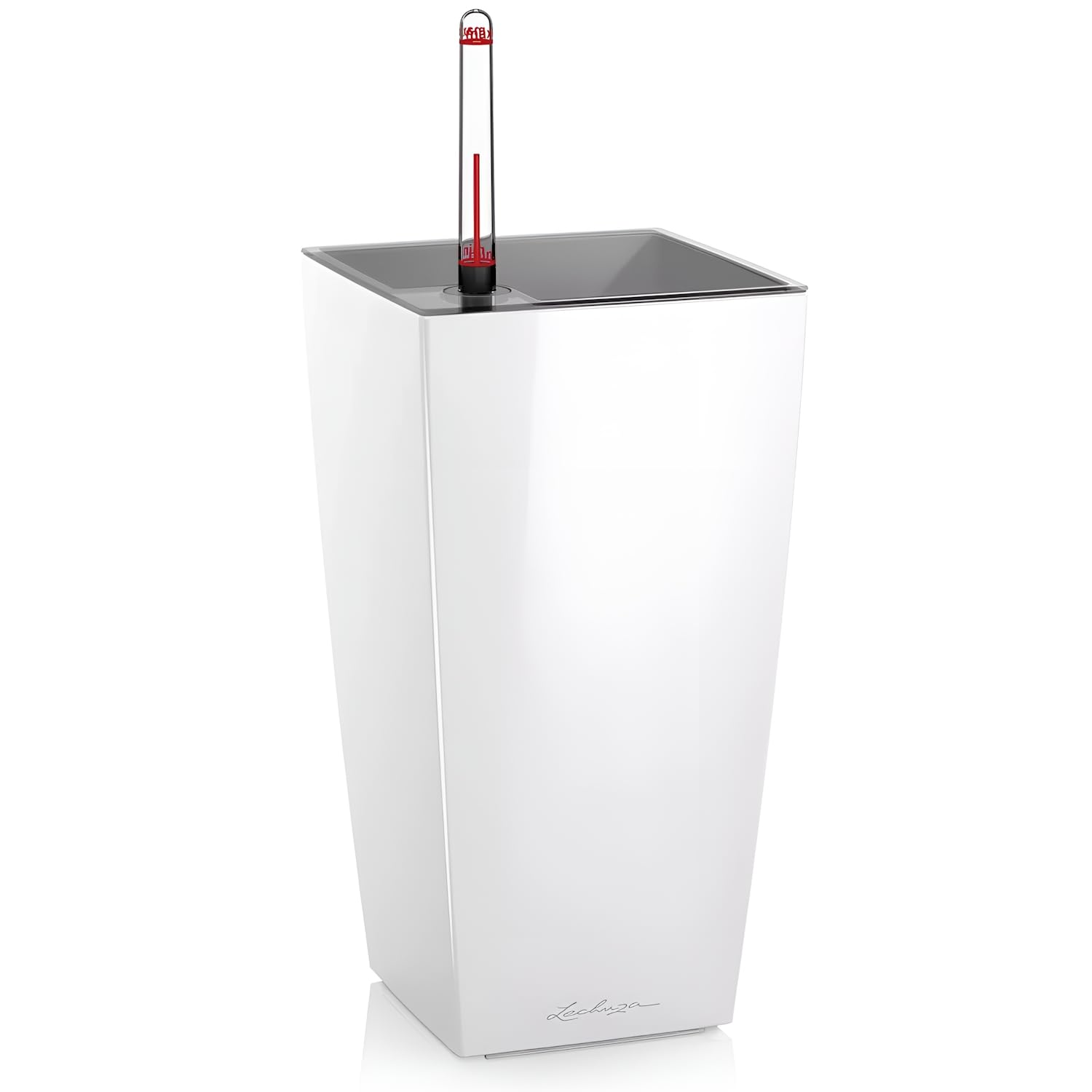 Lechuza Cubi Premium 9 Self-Watering Planter with Water Level Indicator - Mini White High-Gloss Flower Pot for Indoor Plants, Succulents & Herbs | Perfect for Home, Office & Balcony Decor