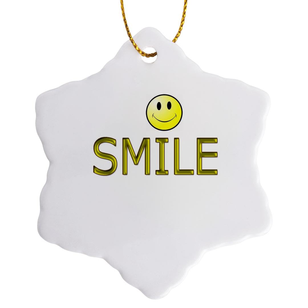3D Rose Smile Snowflake Porcelain Christmas Ornament - 3 Inch Hand-Painted Holiday Decoration for Tree, Gift & Winter Home Decor