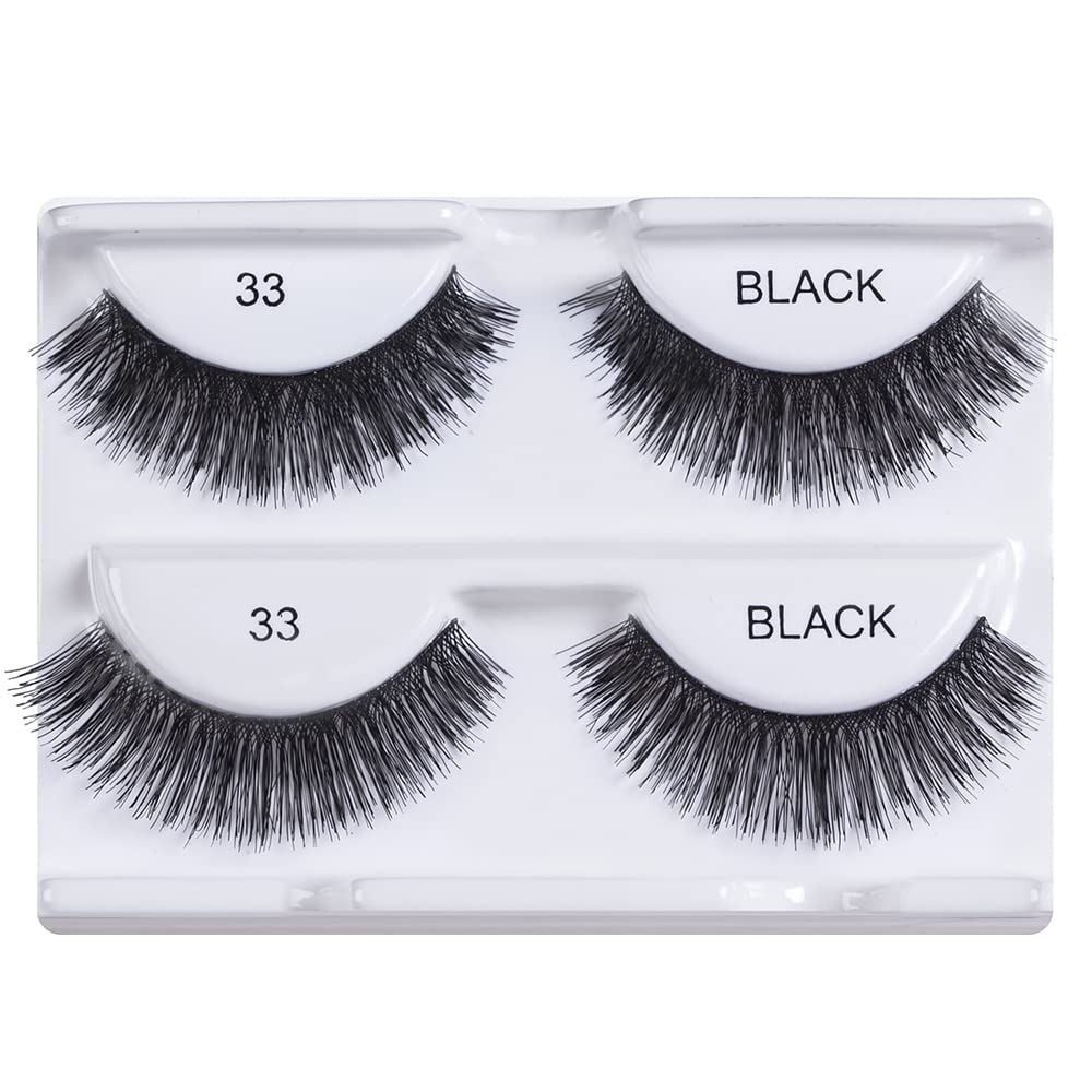 Andrea Two of a Kind False Lashes 33 - Black, Dramatic Full Volume Fake Eyelashes for Party & Special Occasions, Long-Lasting Reusable Lash Look, 4 Pack - Perfect for Weddings, Prom, Halloween & Night Out