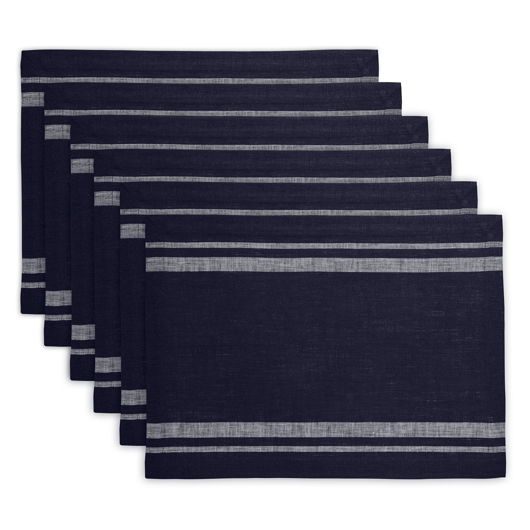 French Striped Placemats Set of 6 - Elegant Cotton Table Mats for Dining Room Decor - Perfect for Dinner Parties, Kitchen Tables & Home Decor