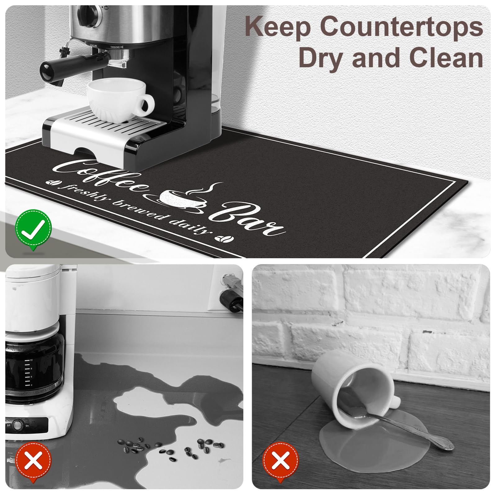 Absorbent Coffee Mat for Kitchen Counter - 12x20