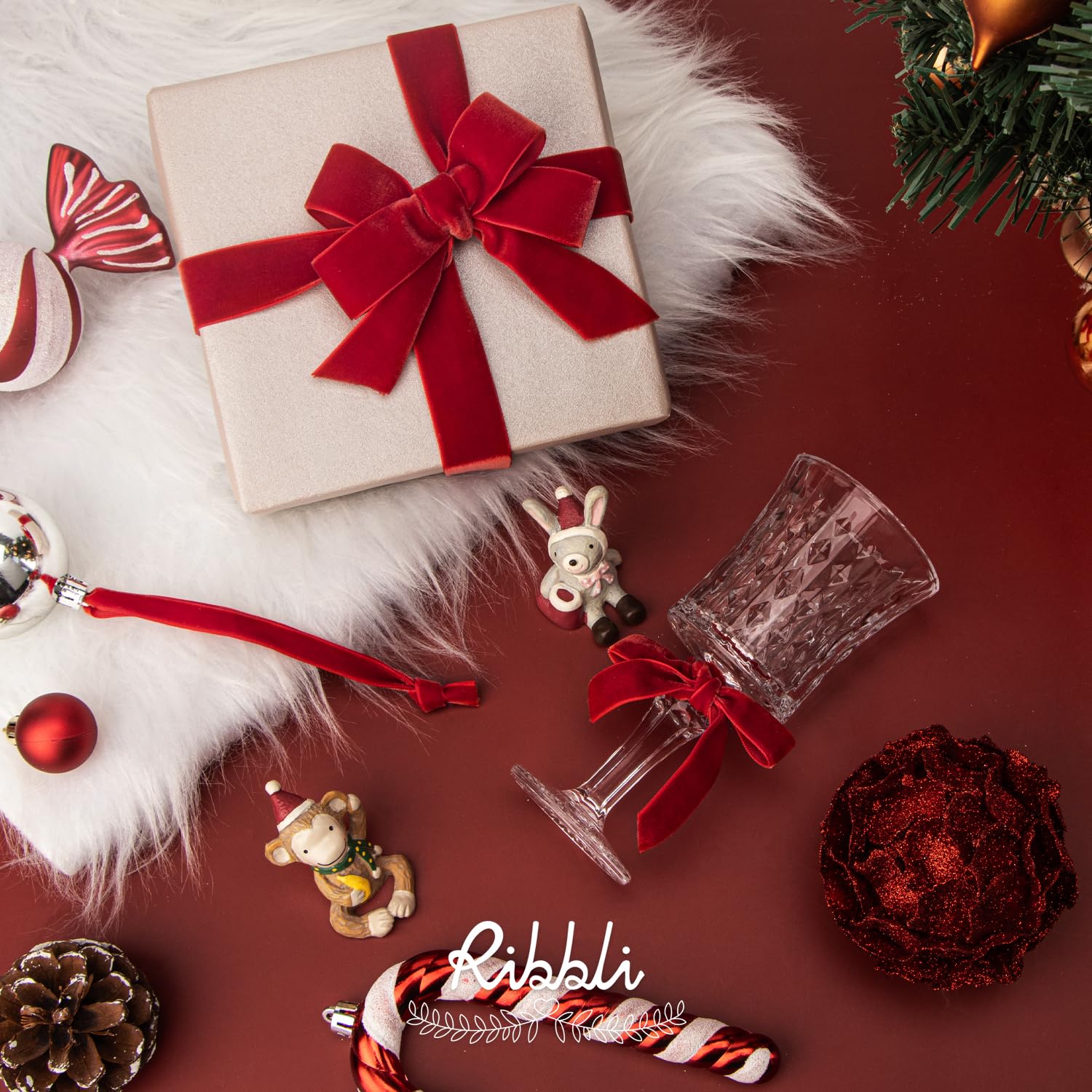 Ribbli 1 Inch Red Velvet Ribbon - 25 Yard Spool for Gift Wrapping, Christmas Crafts, Home Decor & DIY Projects - Perfect for Holiday Gifts, Tree Trimming and Party Decorations