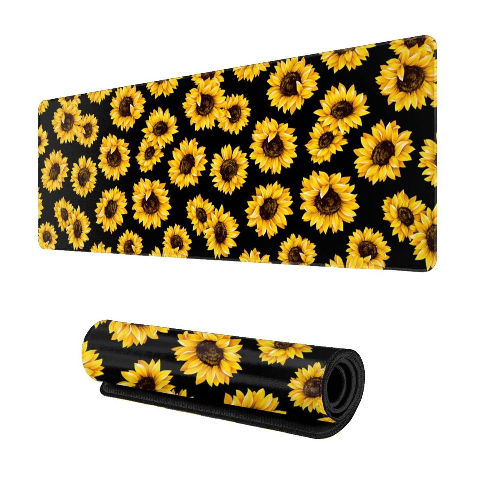 Sunflower Gaming Mouse Pad XL - Extra Large Non-Slip Rubber Base Mouse Mat with Stitched Edges (31.5
