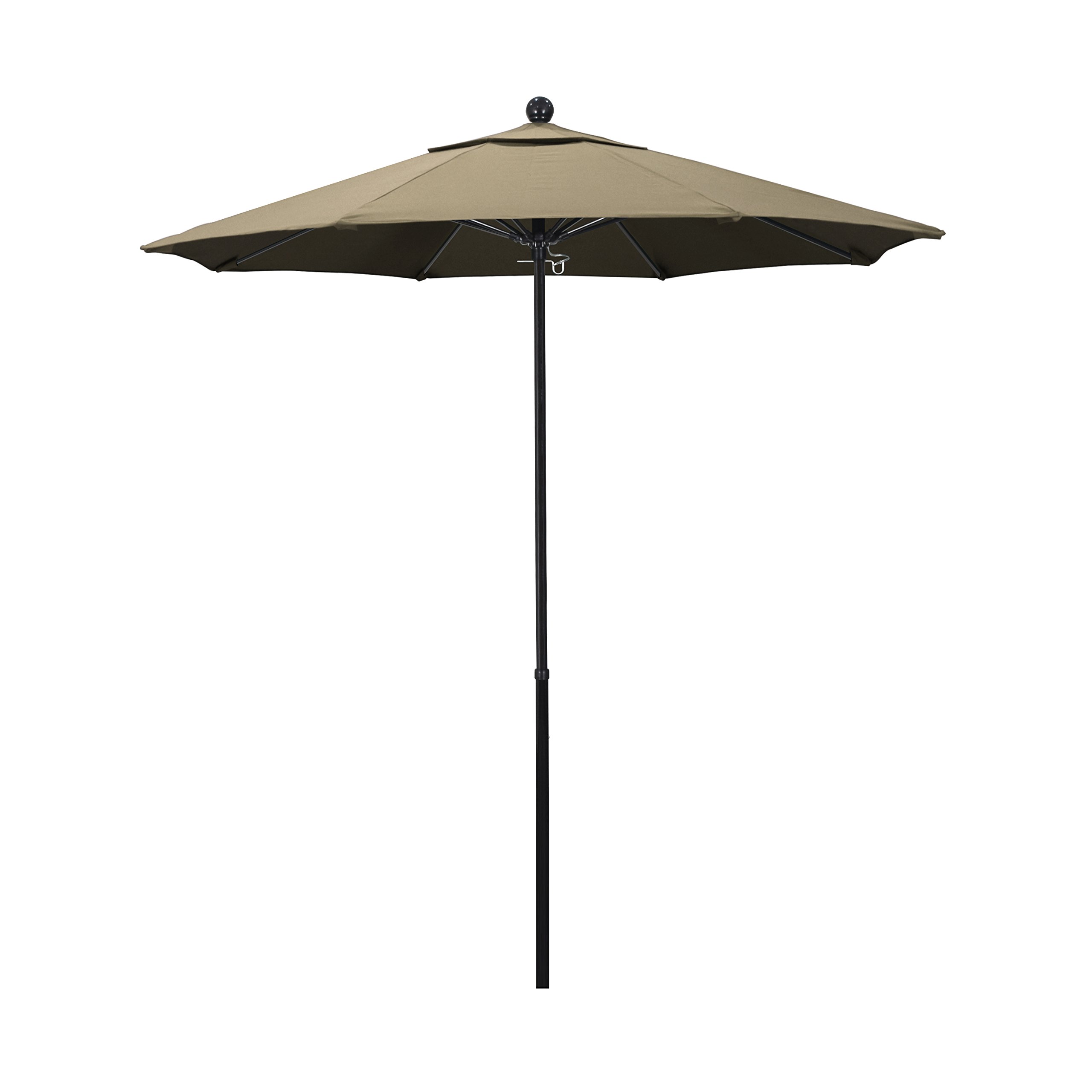 California Umbrella 7.5' Round 100% Fiberglass Frame Patio Umbrella with Push Lift Mechanism - Black Pole & Sunbrella Heather Beige Fabric - Perfect for Poolside, Backyard, and Outdoor Dining Areas