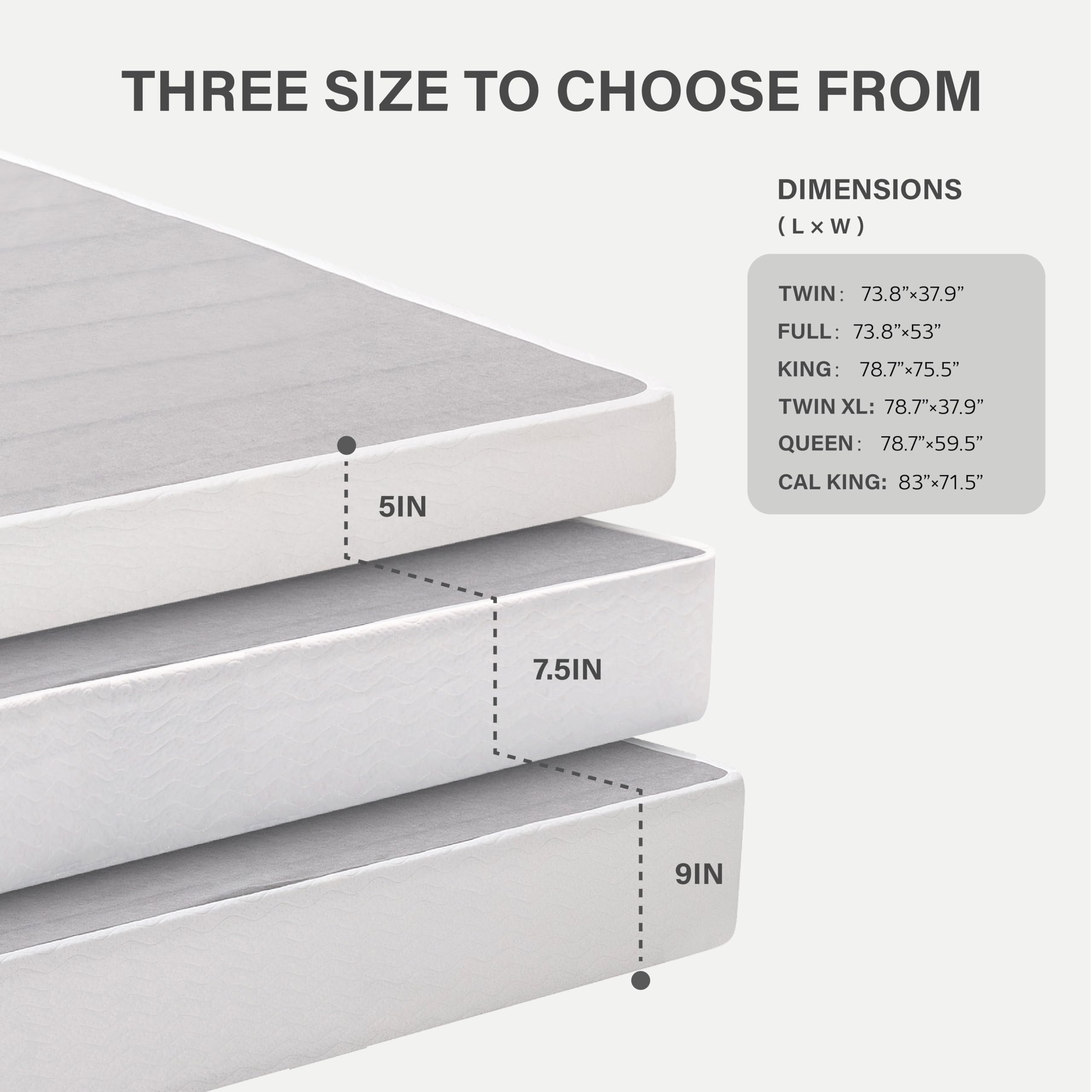 5 Inch Queen Size Easy Assembly Mattress Foundation - Strong Steel Metal Frame & Sturdy Support - Black Box Spring for Bedroom, Guest Room, or Dorm