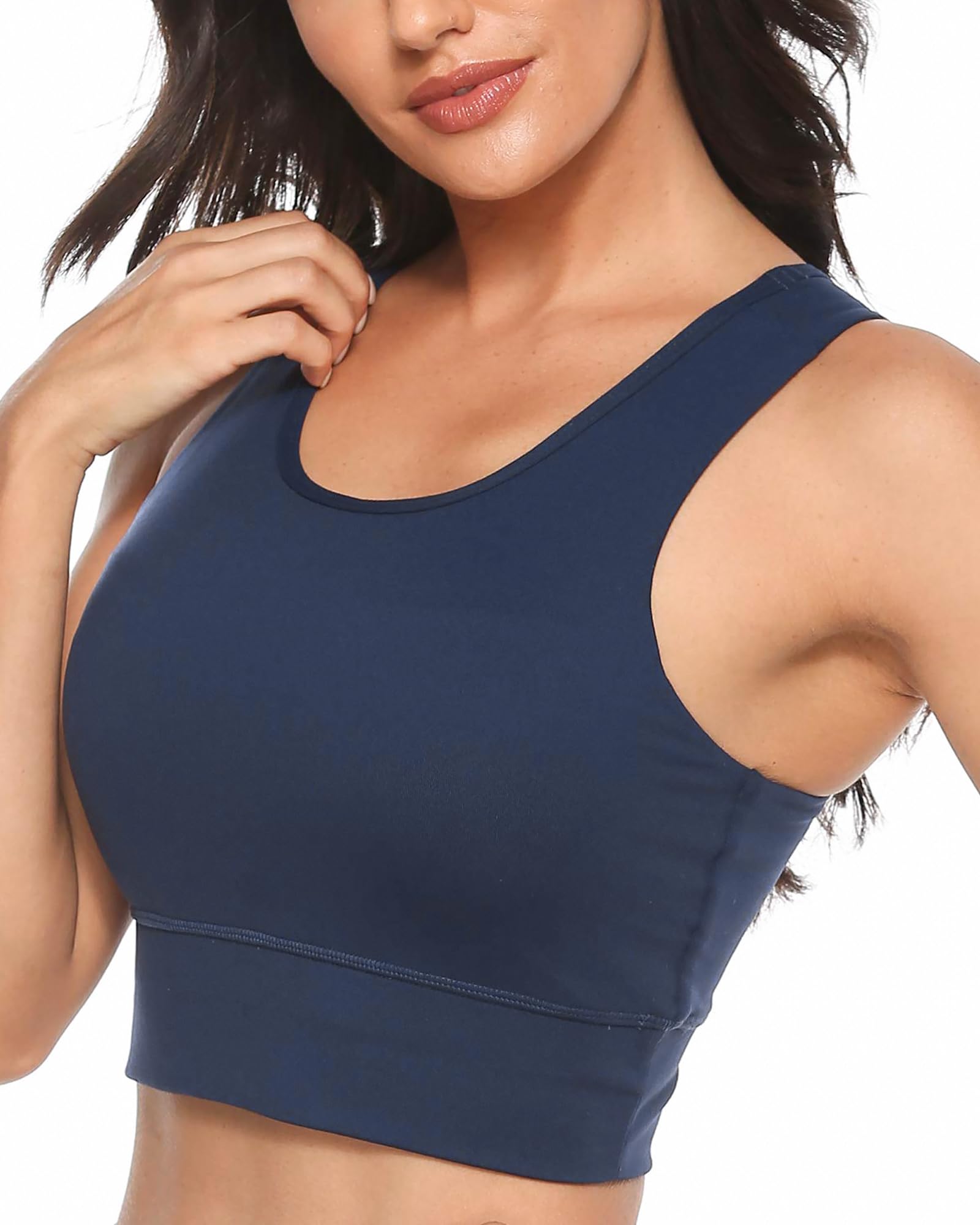 Nine Bull High Impact Sports Bras for Women - Removable Padded Yoga Racerback Workout Crop Top for Running, Gym & Fitness Training