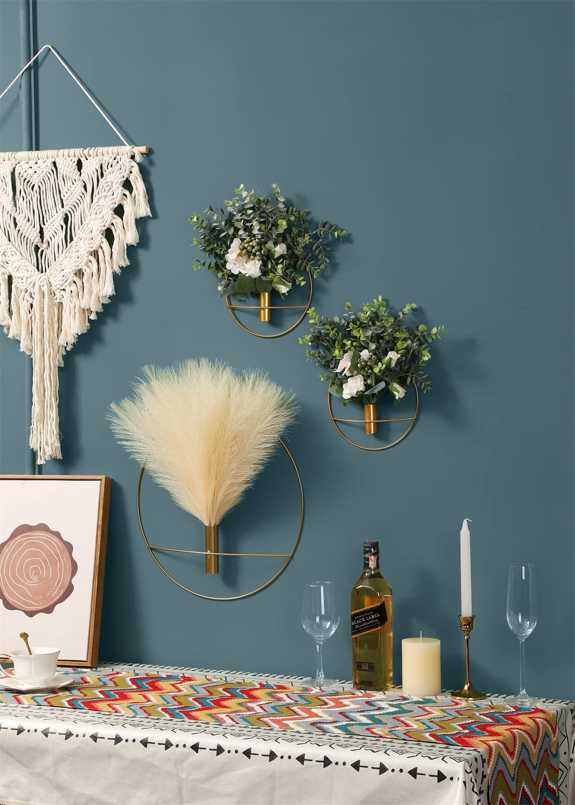Boho Wall Decor 2 Pack Gold - Metal Wall Art for Living Room & Bedroom
