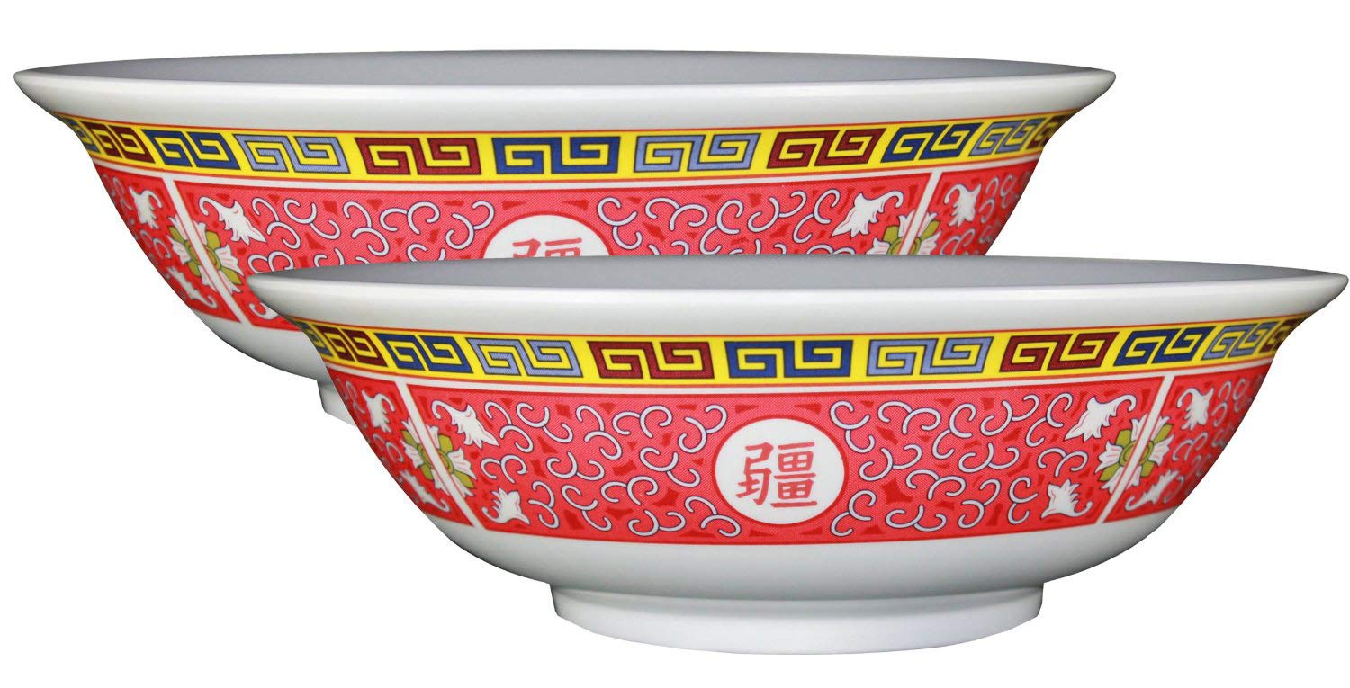 Premium Melamine Pho Noodle Soup Bowls Set of 2 - 36oz Large Asian Style Soup Bowls with Longevity Design - Durable & Colorful (100ml) - Perfect for Ramen, Pho, Udon & Asian Cuisine