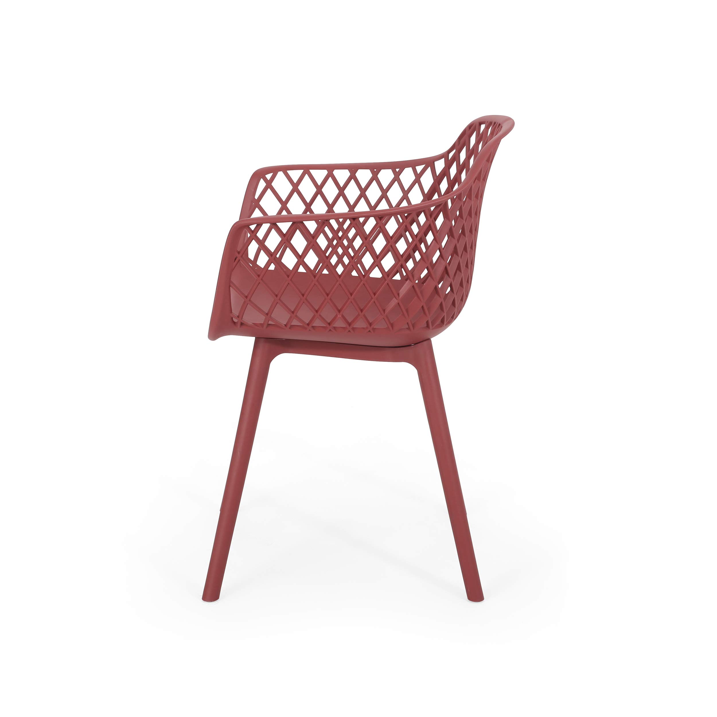 Christopher Knight Home Delia Outdoor Dining Chair Set of 2 - Weather-Resistant Red Patio Chairs for Backyard, Garden & Poolside Dining