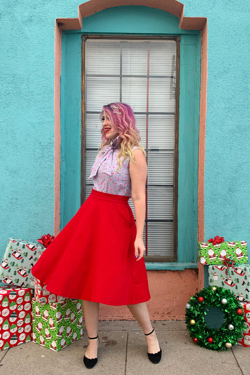 Charlotte Red Skirt for Women - Elegant A-Line Midi Skirt for Office, Party & Casual Wear | Perfect for Work, Date Night & Everyday Outfits