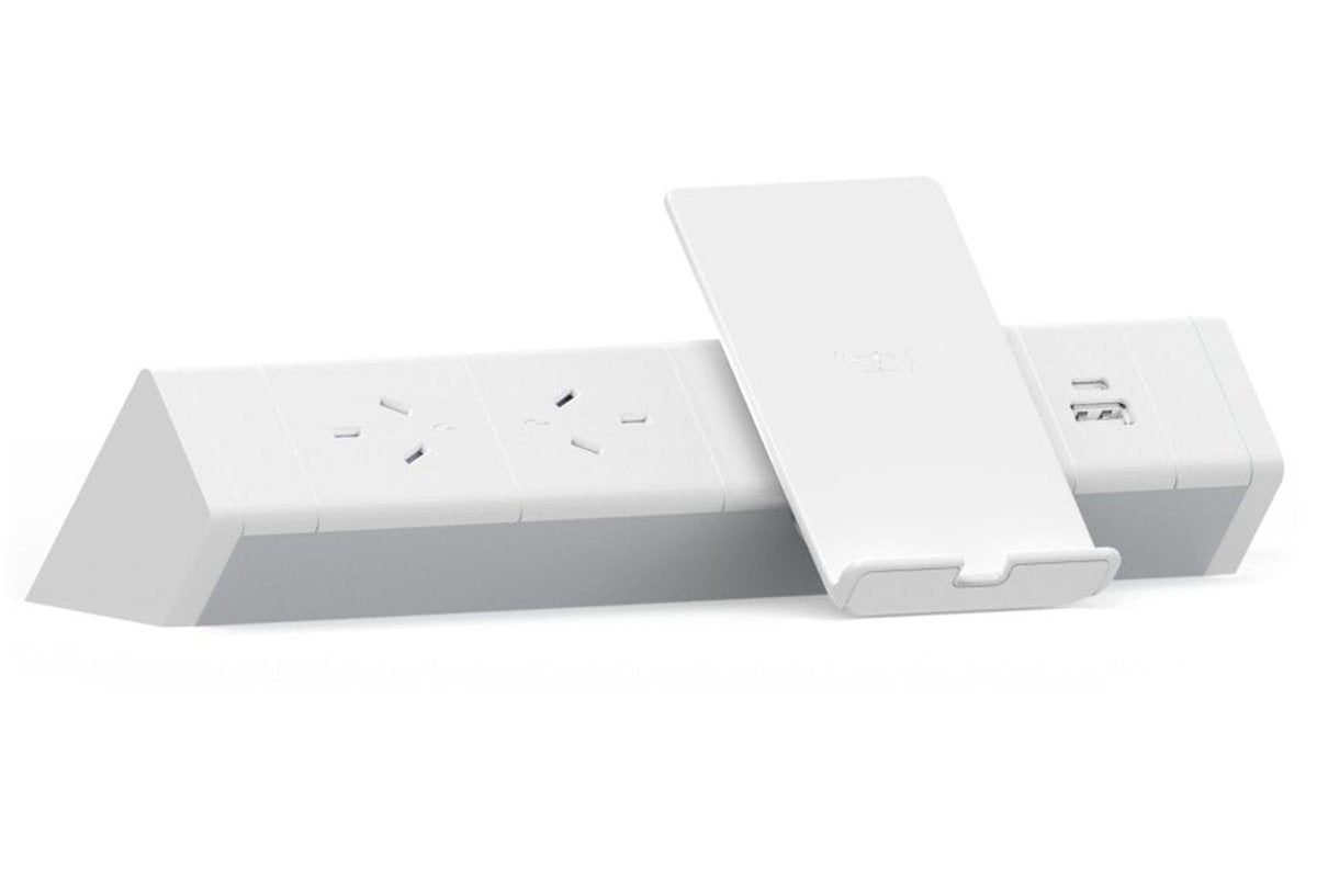 CMS Athena Rail 2 Above Desk Heli Charger [White] - Wireless Charging Station for Office, Home & Workspace - Fast Qi Charging Stand for iPhone, Android & Smartphones