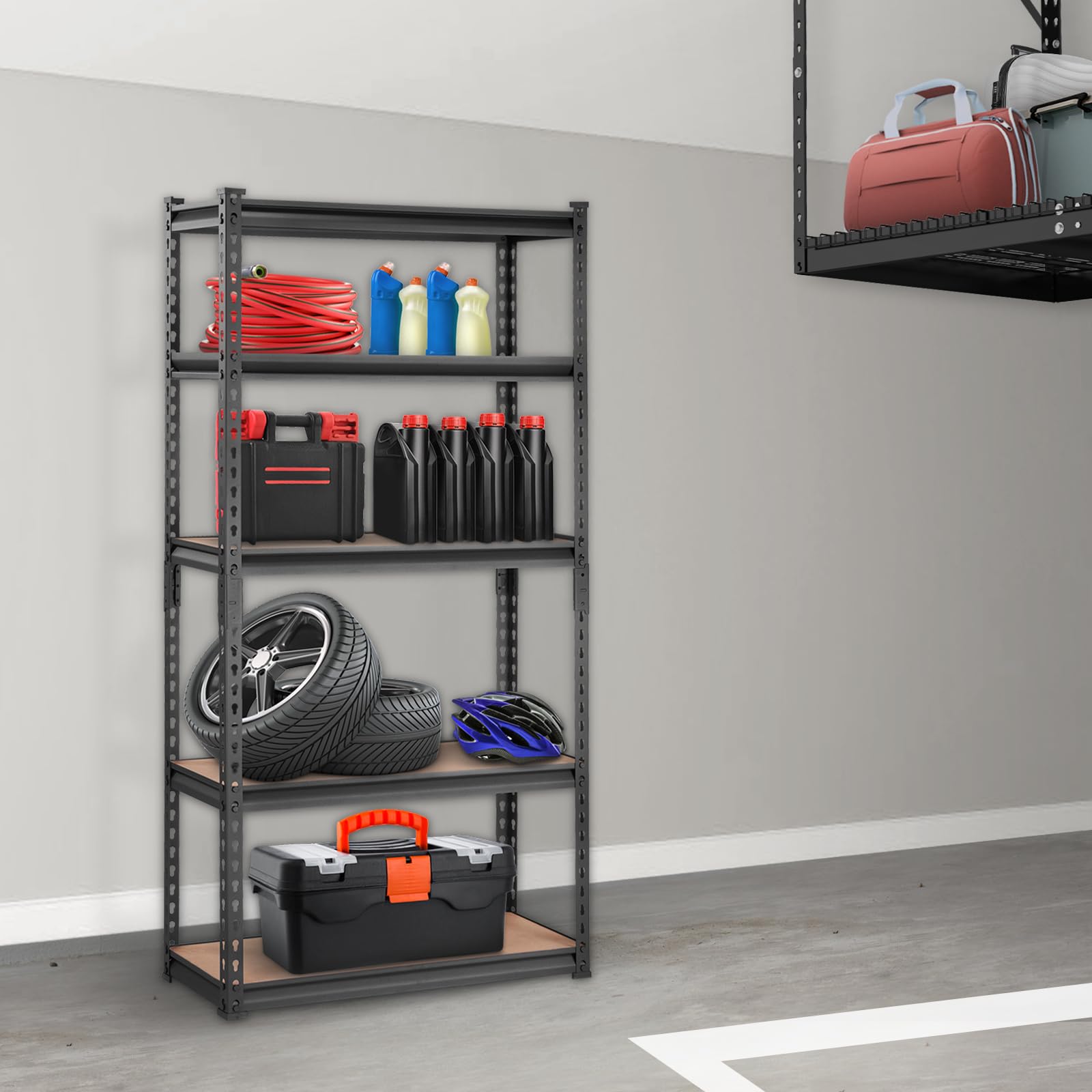 VEVOR 5-Tier Heavy Duty Metal Storage Shelving Unit - 2000 lbs Capacity, Adjustable Garage Shelves, Black Utility Rack (30