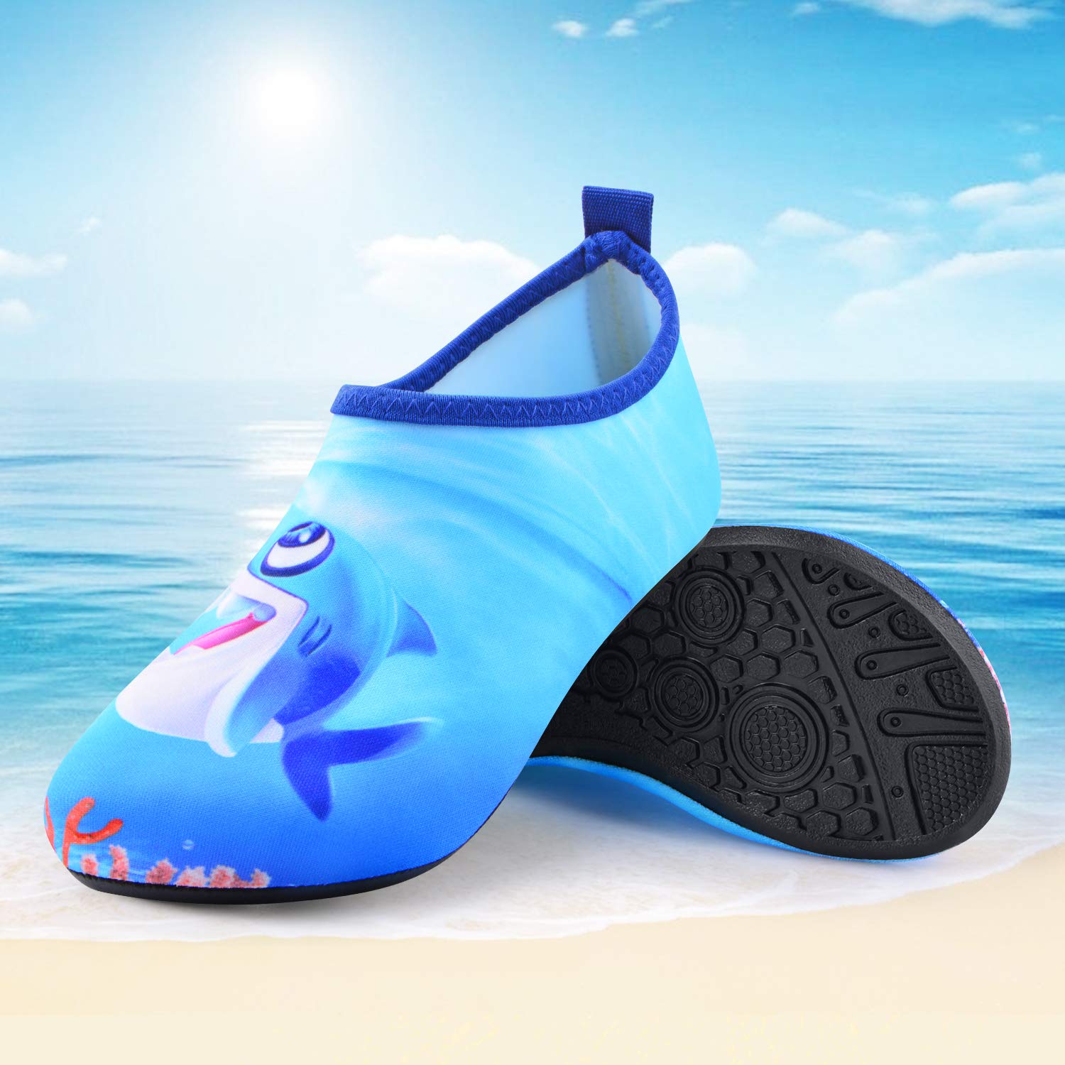 **Sunnywoo Kids Water Shoes for Girls & Boys - Quick Dry Non-Slip Barefoot Swim Shoes for Toddlers - Aqua Socks for Beach, Pool, Surfing & Outdoor Sports**