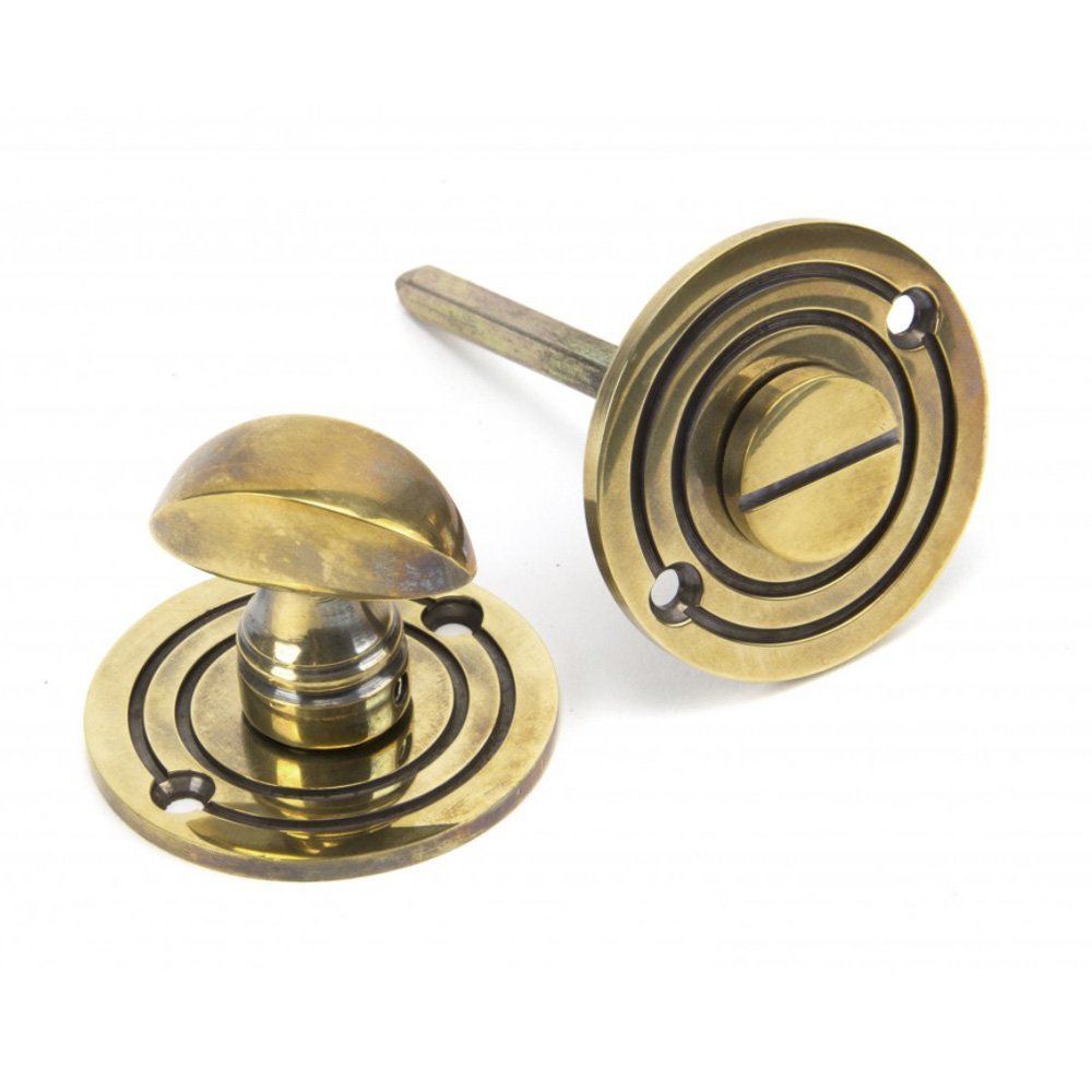 Vintage Polished Antique Brass Round Bathroom Door Thumbturn Lock - Perfect for Classic & Modern Bathroom, Bedroom, and Interior Doors