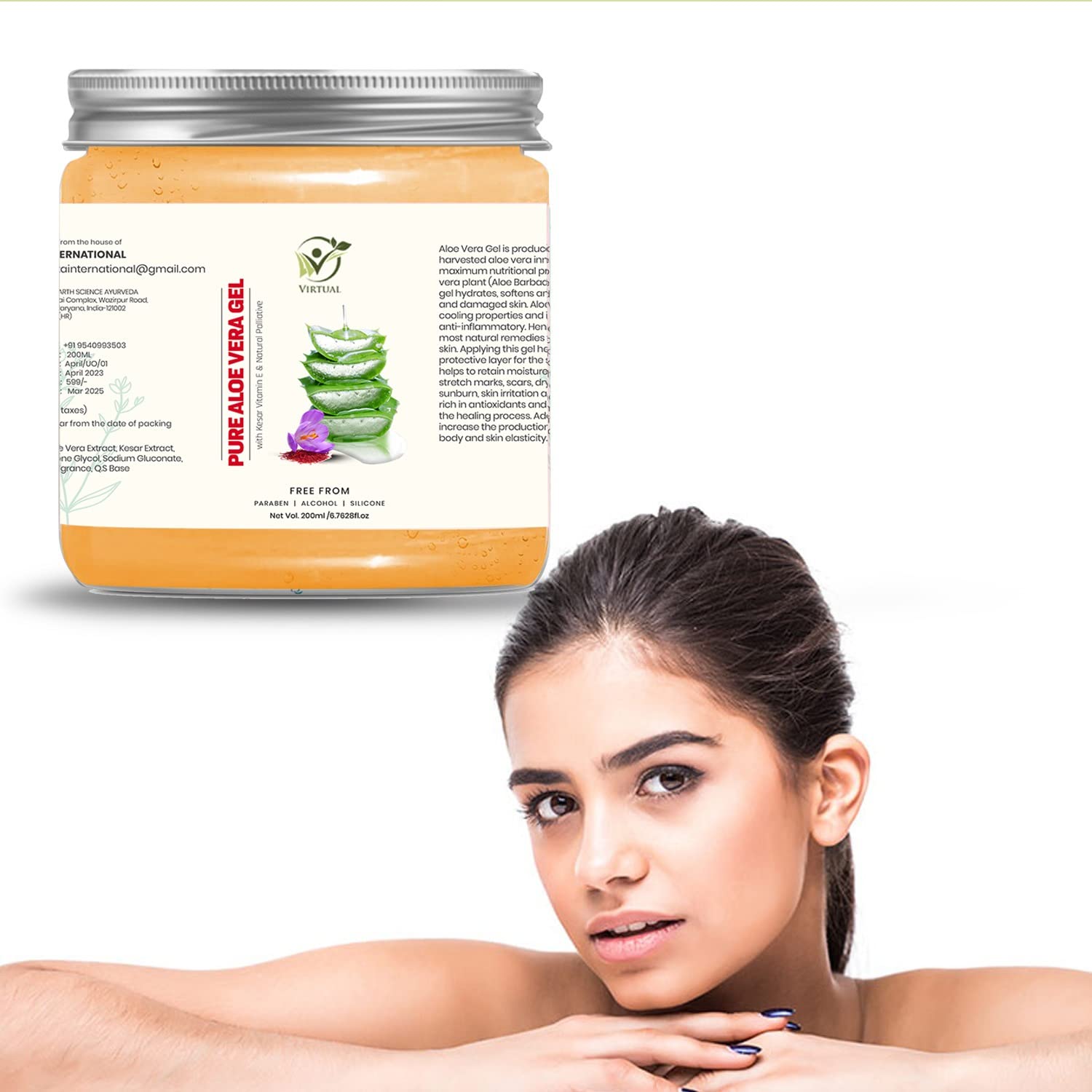 Pure Aloe Vera Gel with Vitamin E for Hydrated Skin & Hair Care | Non-Toxic, 100% Vegan, Natural & Sulfate-Free | Kumkumadi Aloe Vera Gel for Daily Moisturizing, Sunburn Relief & Hair Conditioning