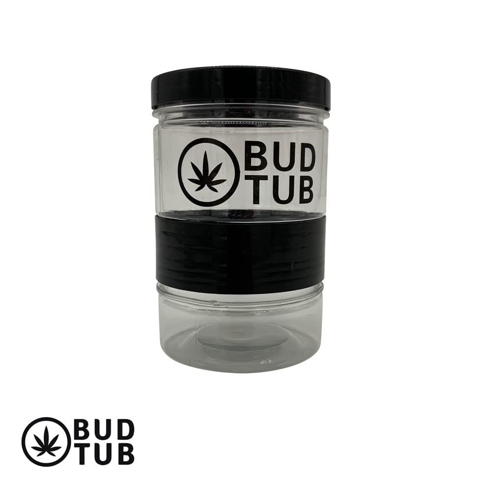 Airtight Smell Proof Herb Storage Jar with Magnetic Grinder & Shake Separator - Mini Plastic Container with Dual Seals for Freshness | Perfect for Kitchen, Travel & Cannabis Storage