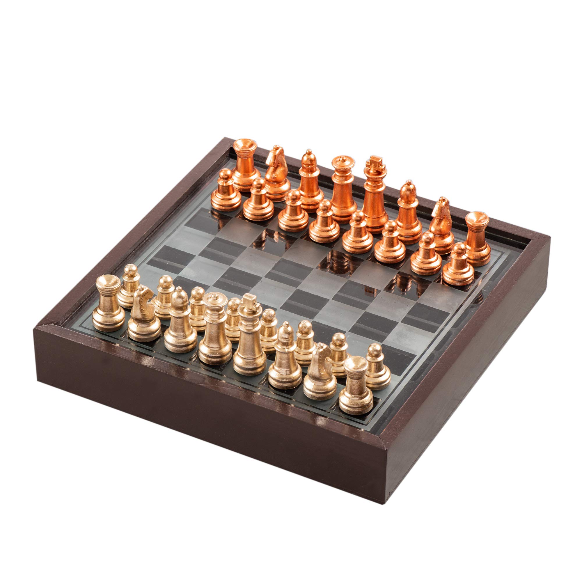 Elle Collection Brown Wooden Chess Set - Classic Strategy Board Game for Adults & Kids, Perfect for Home, Office, and Gifts