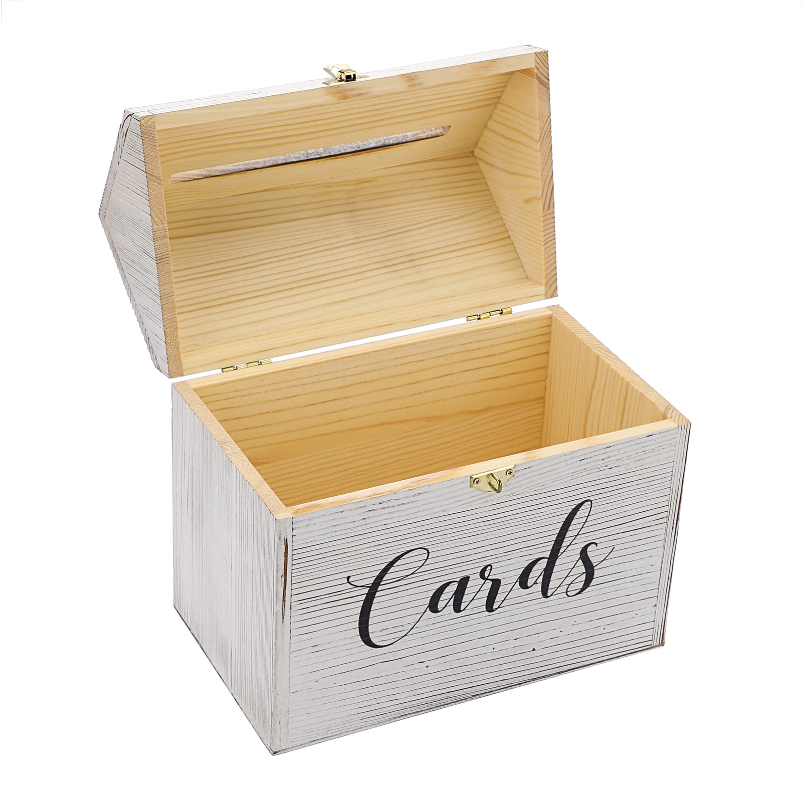 SUMNACON Vintage Wooden Wedding Card Box with Heart Lock - Rustic Roof Design for Birthday, Anniversary & Reception - Elegant Gift & Envelope Holder for Wedding Parties, Bridal Showers & Special Events (White)