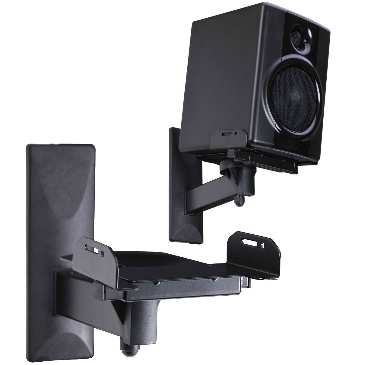 VideoSecu Side Clamping Bookshelf Speaker Wall Mount - Heavy Duty Steel Bracket (Pair) for Home Theater, Studio & Office Audio Setup - 3LH Design