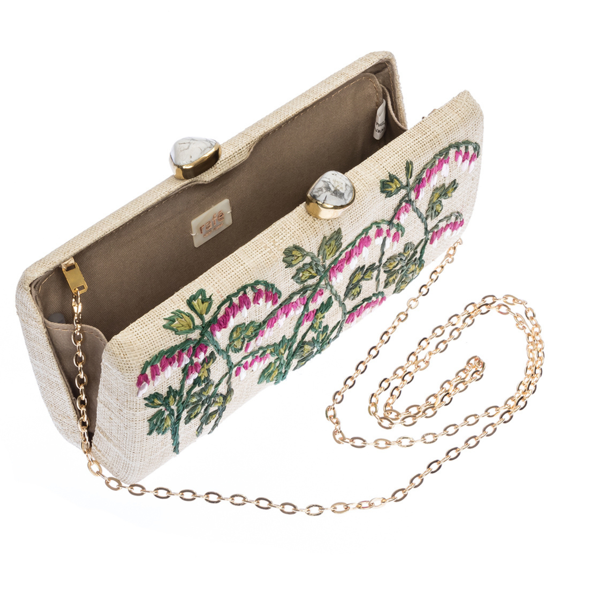 Alessandra Long Clutch Handbag - Natural & Fuchsia Crossbody Purse for Women | Perfect for Evening Parties, Weddings & Special Occasions