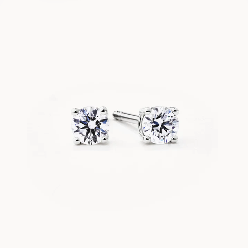 Lab-Grown Diamond Round Stud Earrings in Sterling Silver - Perfect for Everyday Wear, Gifts & Special Occasions