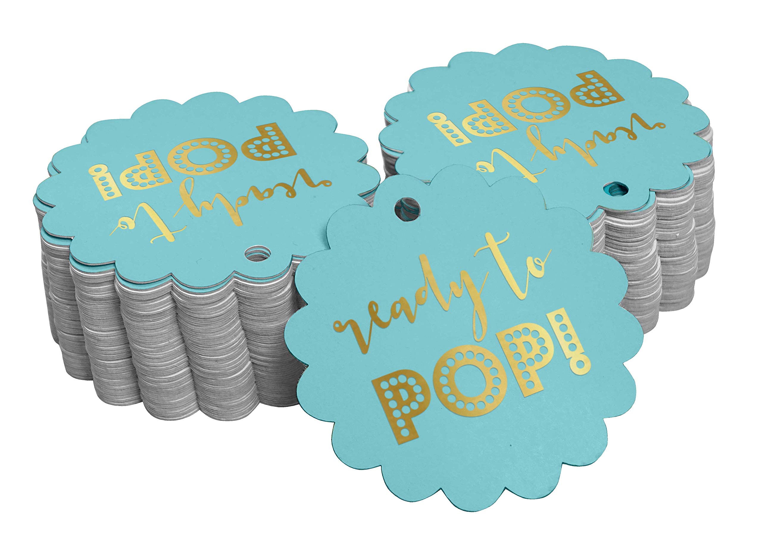50pcs Real Gold Foil Baby Shower Favor Tags - Elegant Ready-to-Pop Hanging Paper Tags for Gender Reveal, Birthday Party Decorations & Wedding Favors