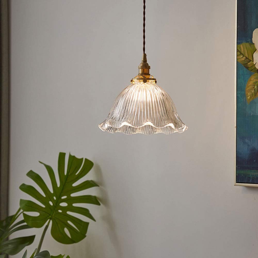 Nordic Simplicity Pendant Light with Ribbed Glass Shade - Modern Suspension Chandelier for Restaurant, Bar Counter, Entrance & Balcony Ceiling Lighting - Perfect for Dining Rooms, Cafes and Home Decor