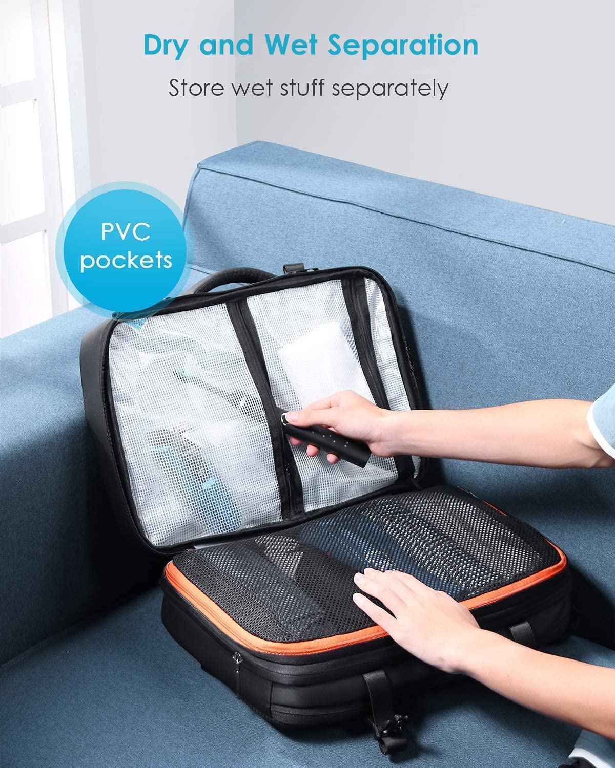 HOMIEE 40L Expandable Waterproof Laptop Backpack for Business Travel - Flight Approved Carry-On Backpack Fits 15.6 Inch Laptop, Large Capacity Anti-Theft Travel Backpack (Black) - Perfect for Business Trips, Commuting & Airplane Travel