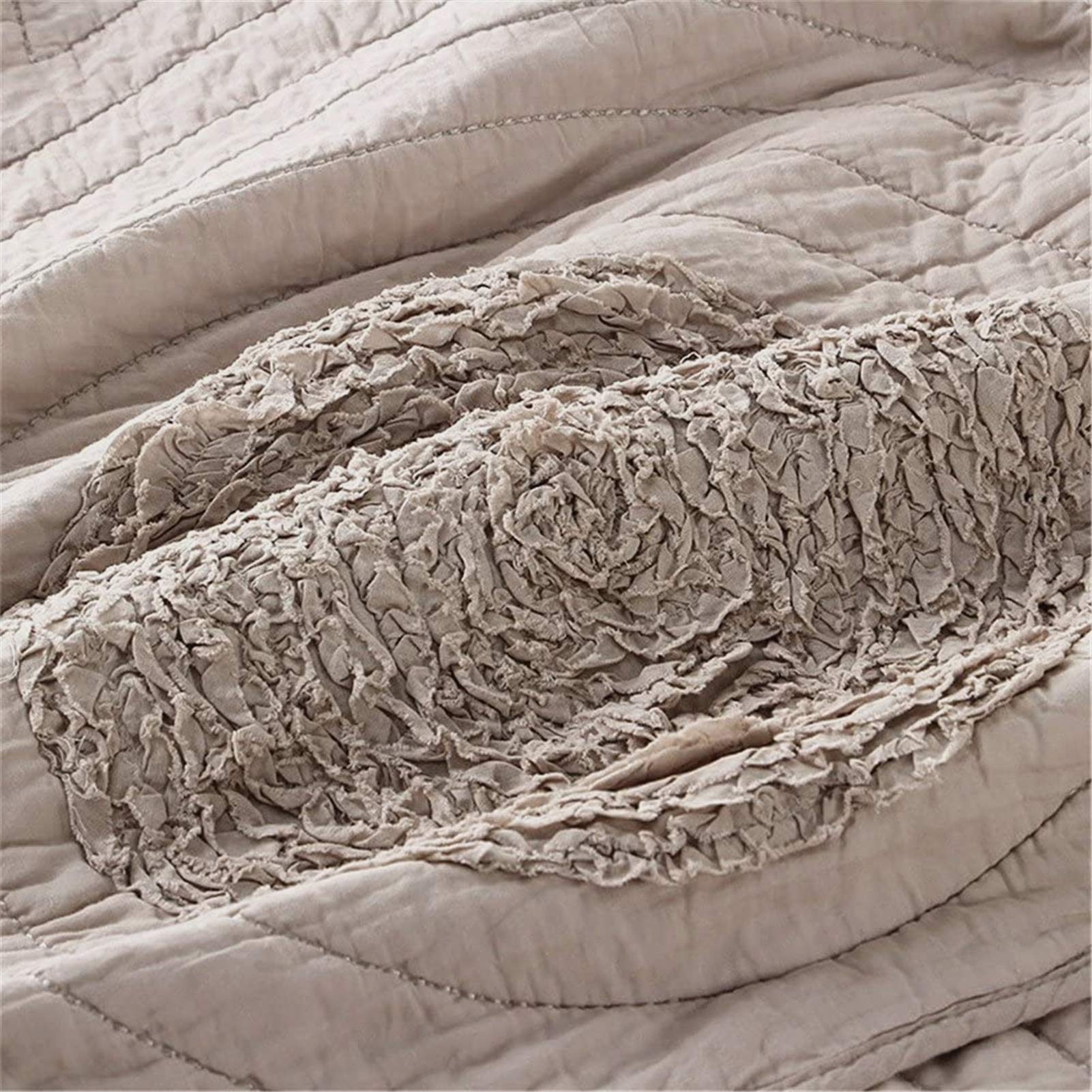 ABREEZE Cotton Taupe Quilt Set Queen Size - 3 Piece Farmhouse Style Bedspread Coverlet Set | Lightweight & Soft Oversized Modern Bedding | Perfect for Guest Rooms, Master Bedrooms & Cozy Farmhouse Decor