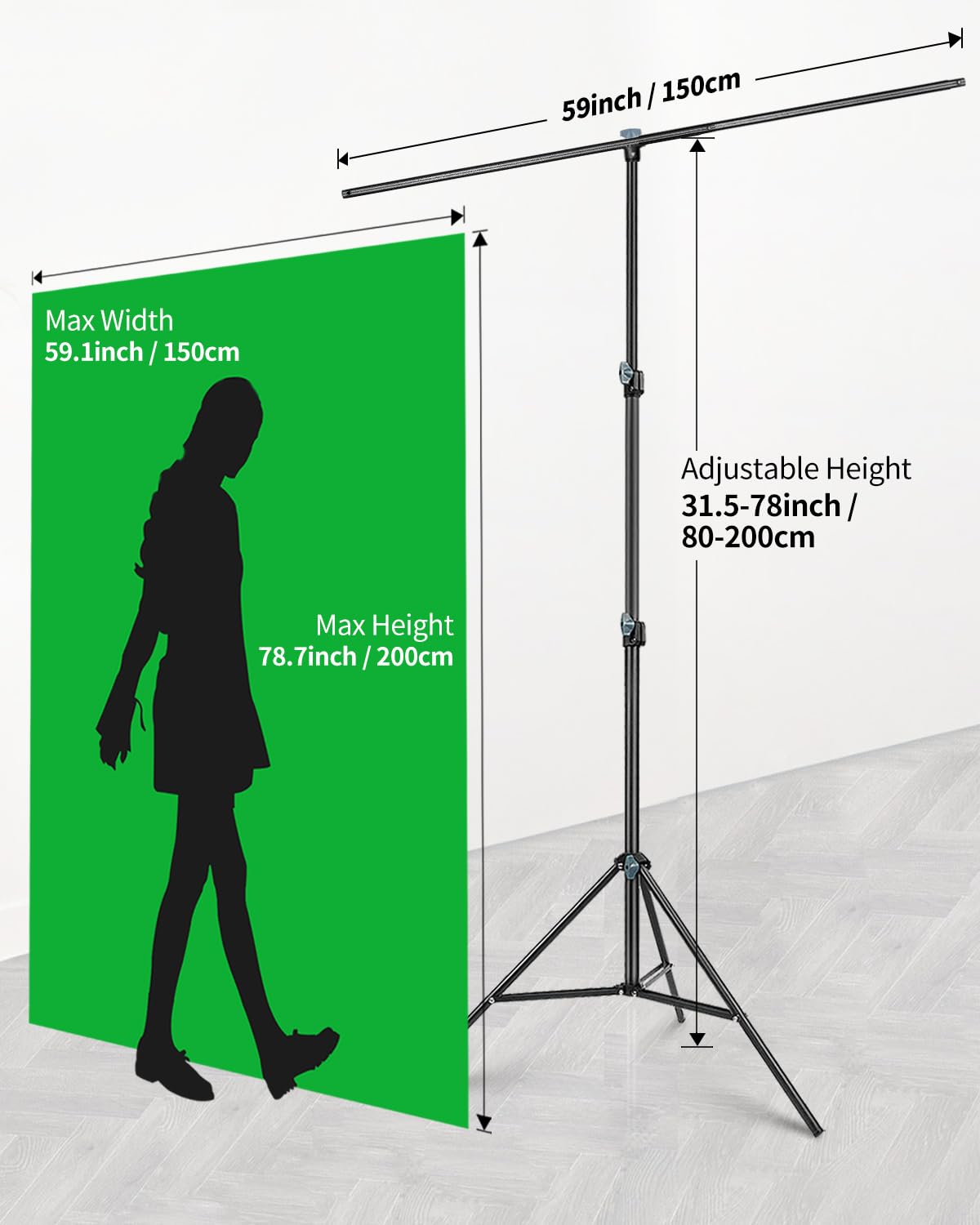 HEMMOTOP 5x6.5 ft Portable Green Screen Backdrop Kit with Stand - Professional Chroma Key Background for Live Streaming, YouTube Videos, Zoom Meetings & Gaming - Includes Clips & Carrying Bag for Easy Setup & Transport