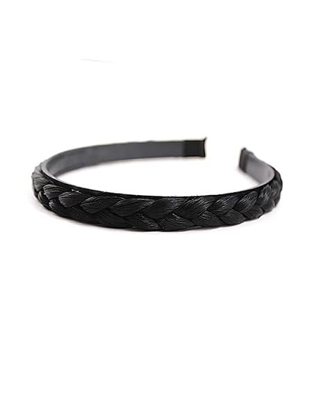 Women's Synthetic Braided Headband with Teeth - 0.6 Inch Wide Black Hair Accessory for Girls & Women | Perfect for Everyday Wear, Workouts, and Styling